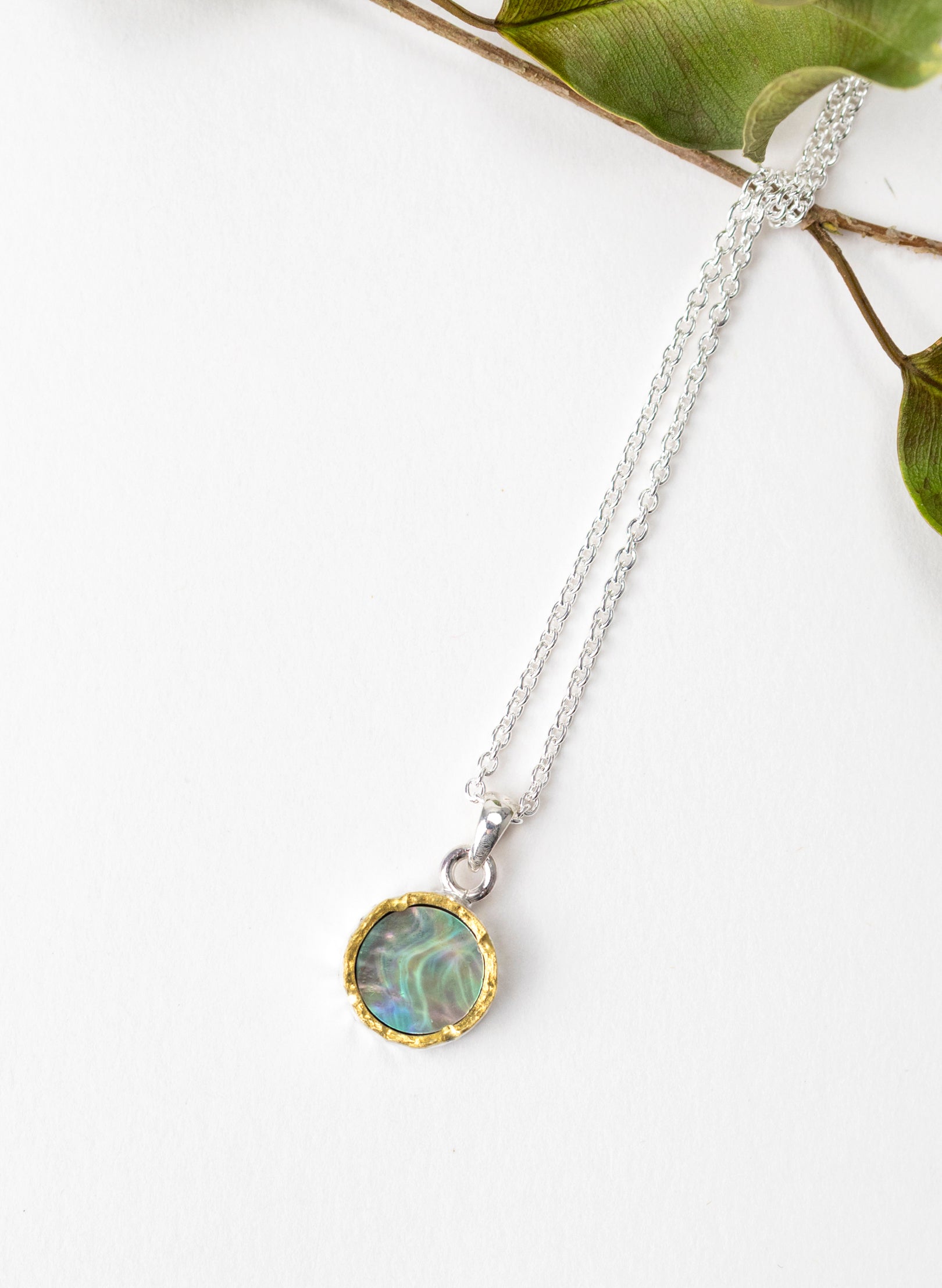 Round Paua Pendant with 22ct Gold