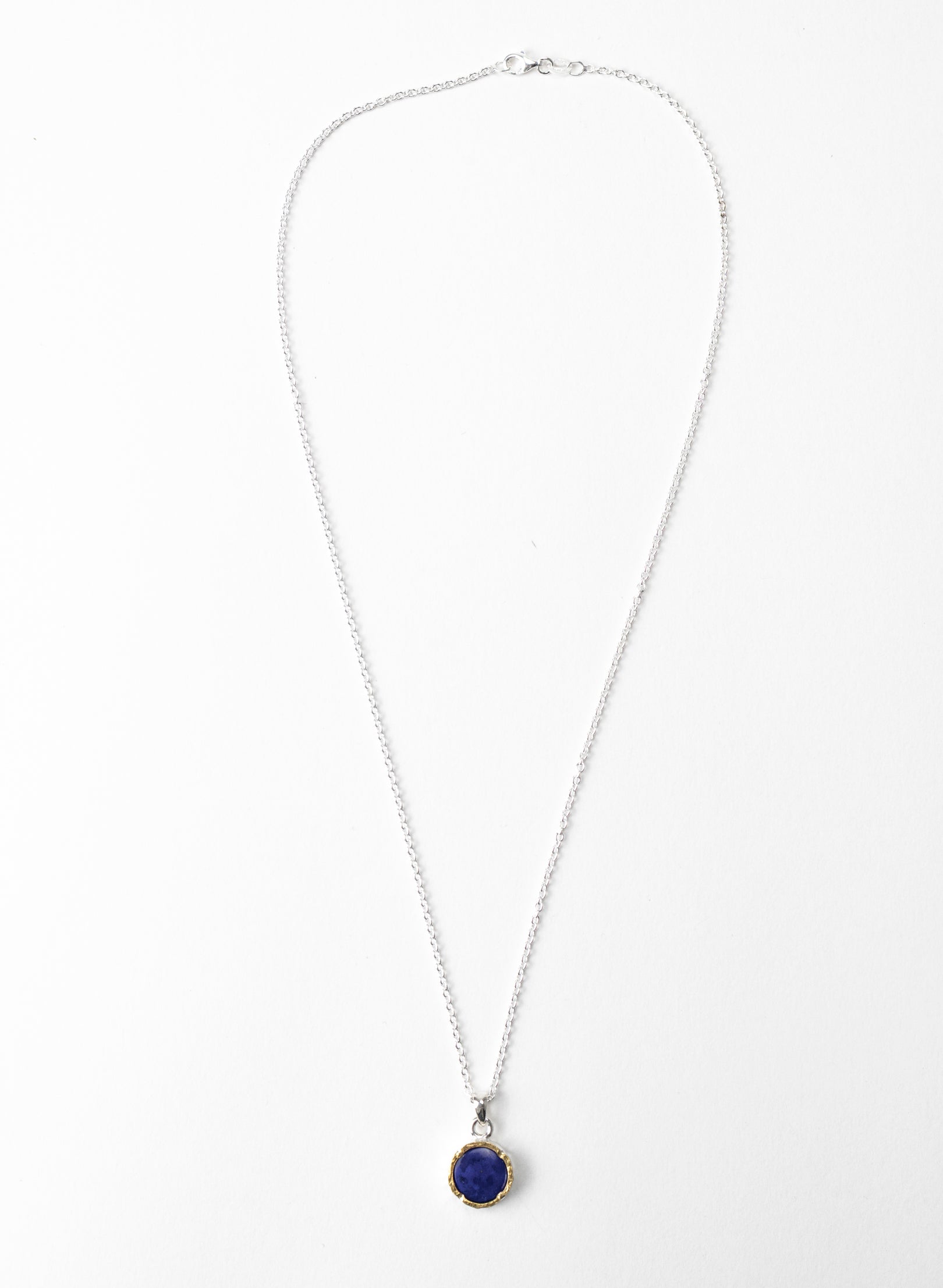 Round Lapis Pendant with 22ct Gold