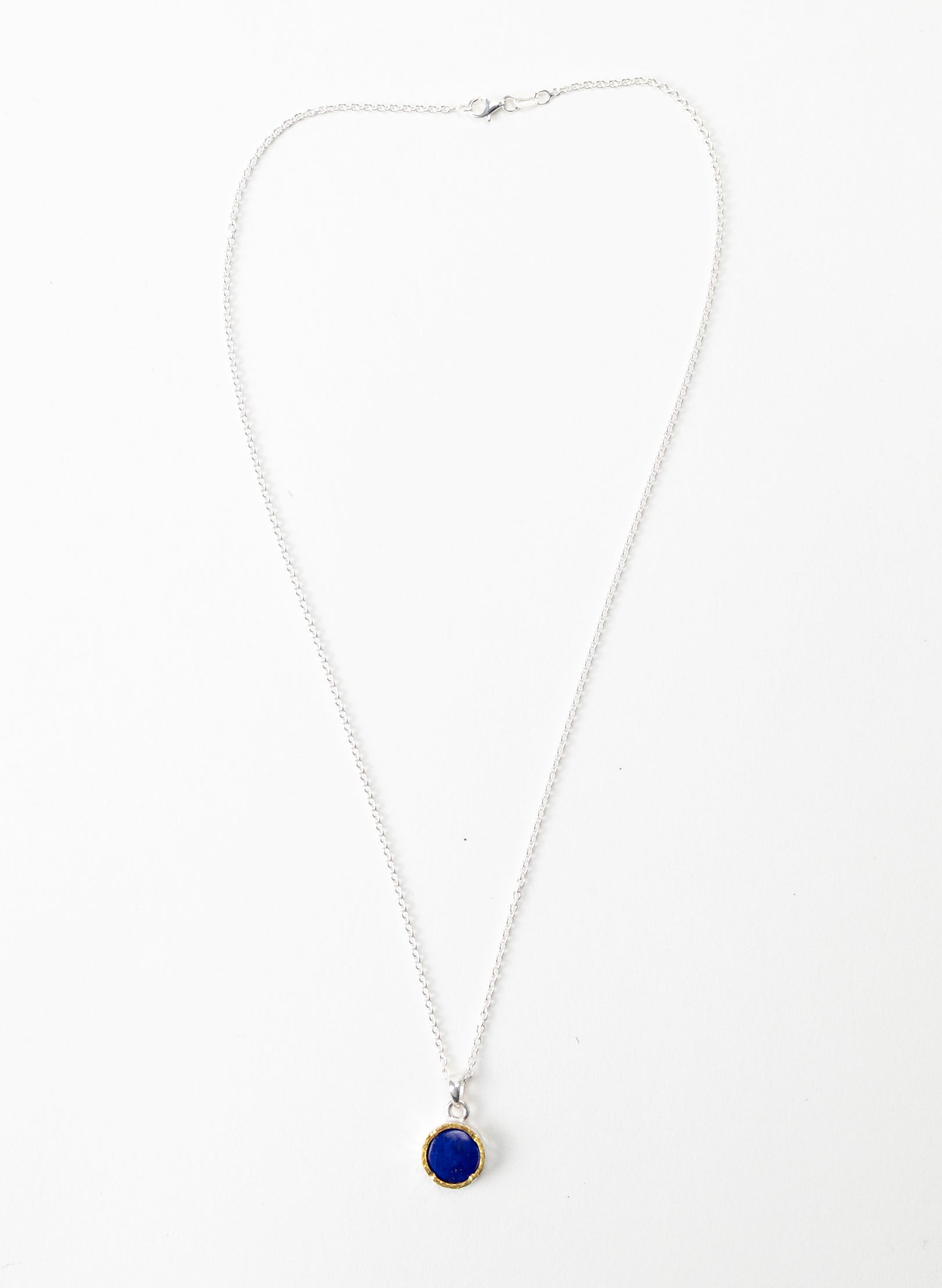 Round Lapis Pendant with 22ct Gold
