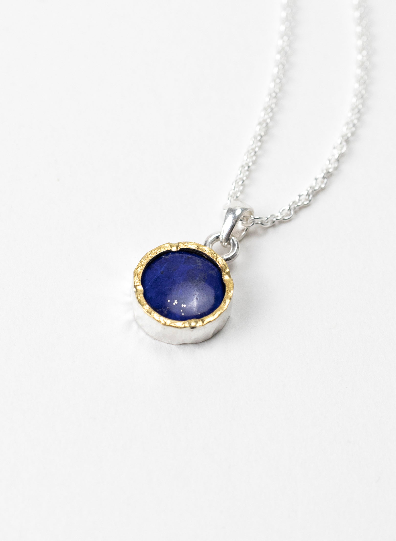 Round Lapis Pendant with 22ct Gold