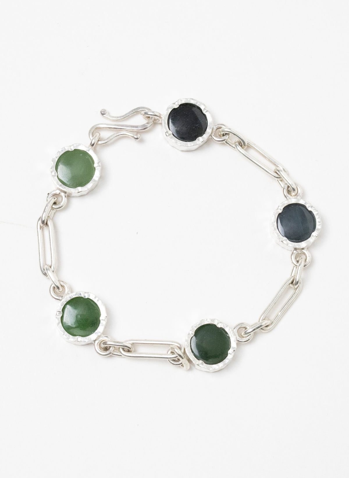 5 Stone Pounamu Bracelet - Sterling Silver
