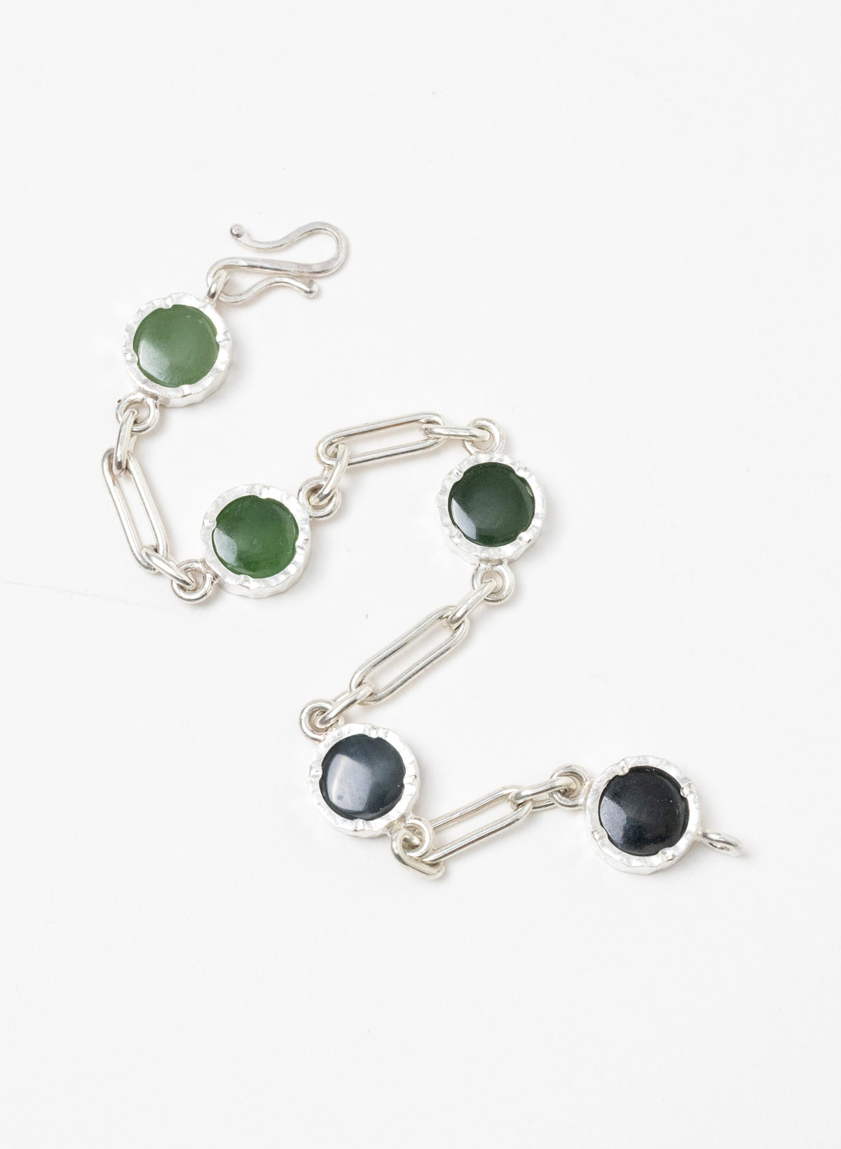 5 Stone Pounamu Bracelet - Sterling Silver