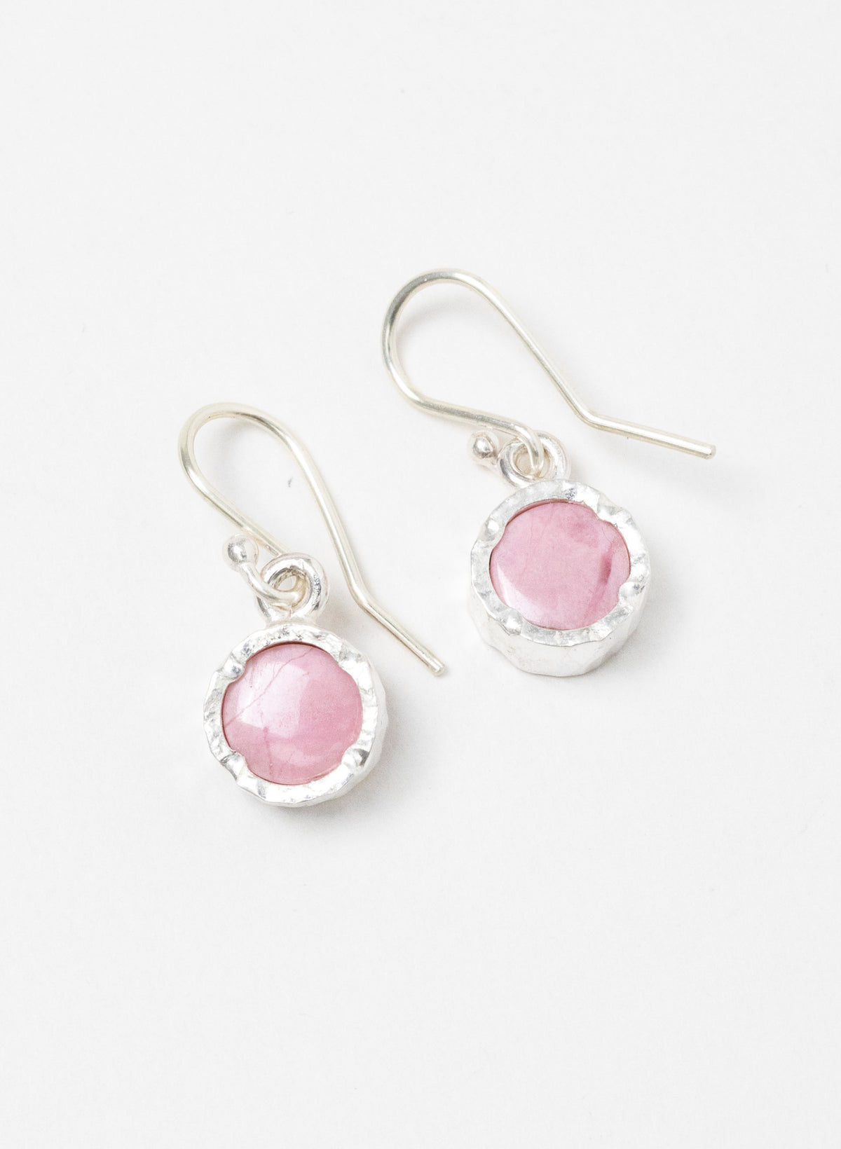 Small Round Silver and Rhodinite Earrings