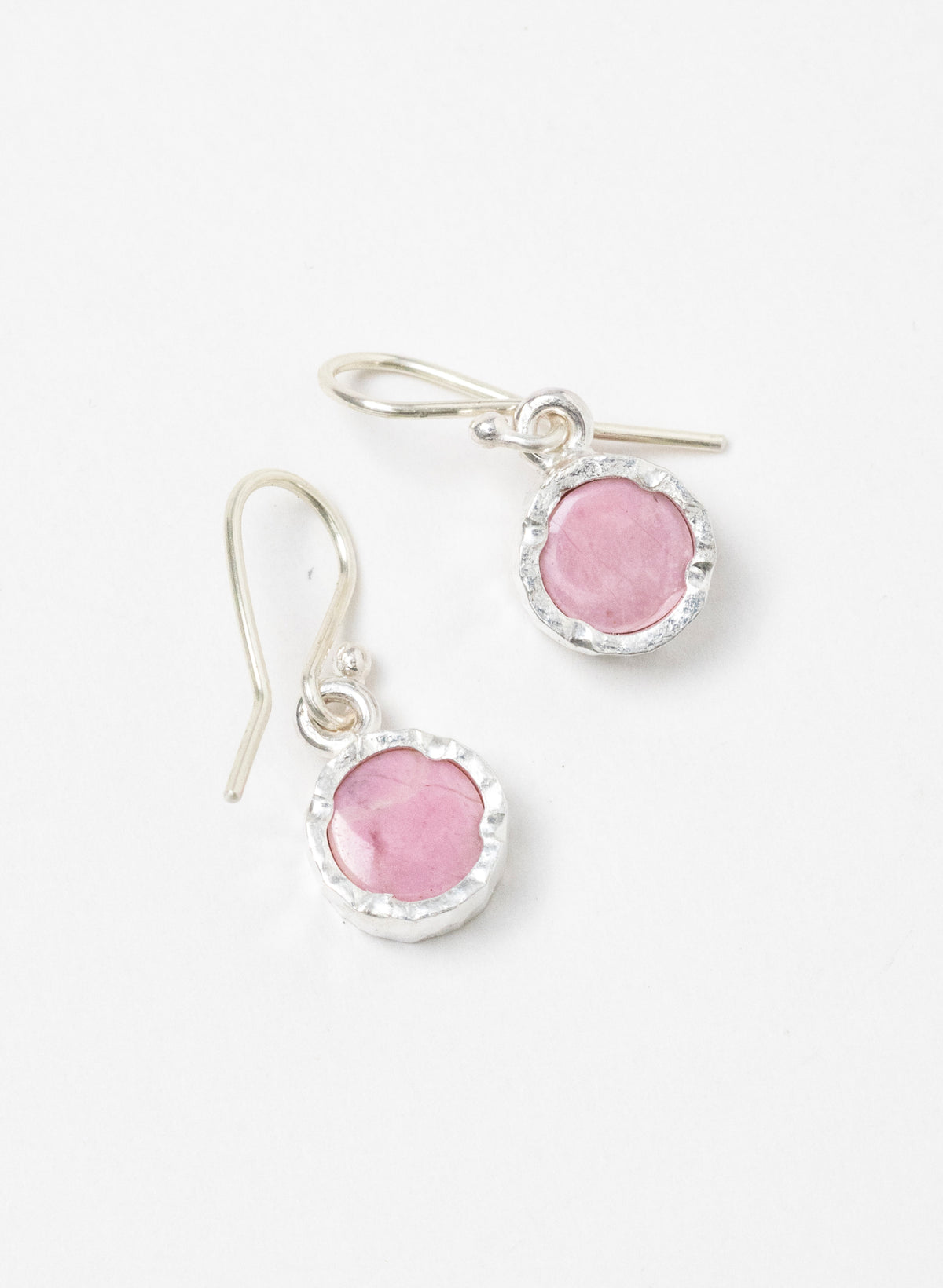 Small Round Silver and Rhodinite Earrings