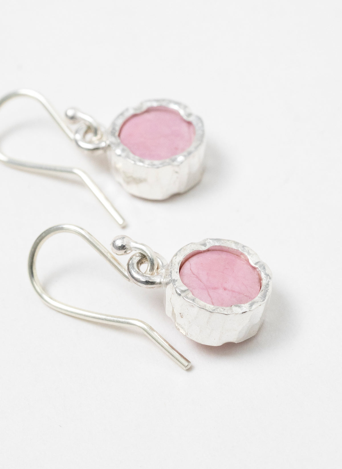 Small Round Silver and Rhodinite Earrings