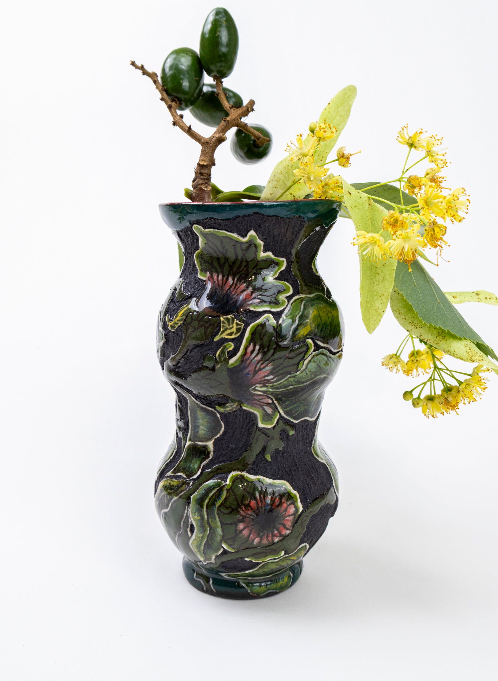 Thistles and Crab Apples Vase