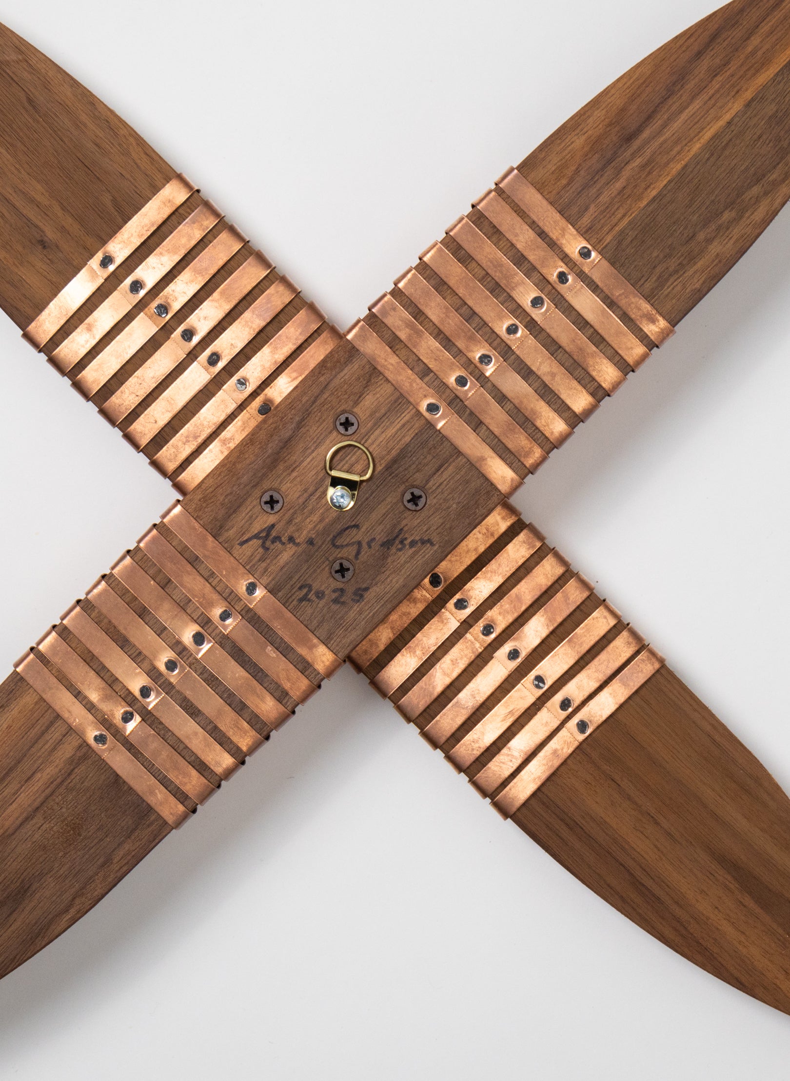 Red, Orange and Copper on Walnut Timber Putiputi
