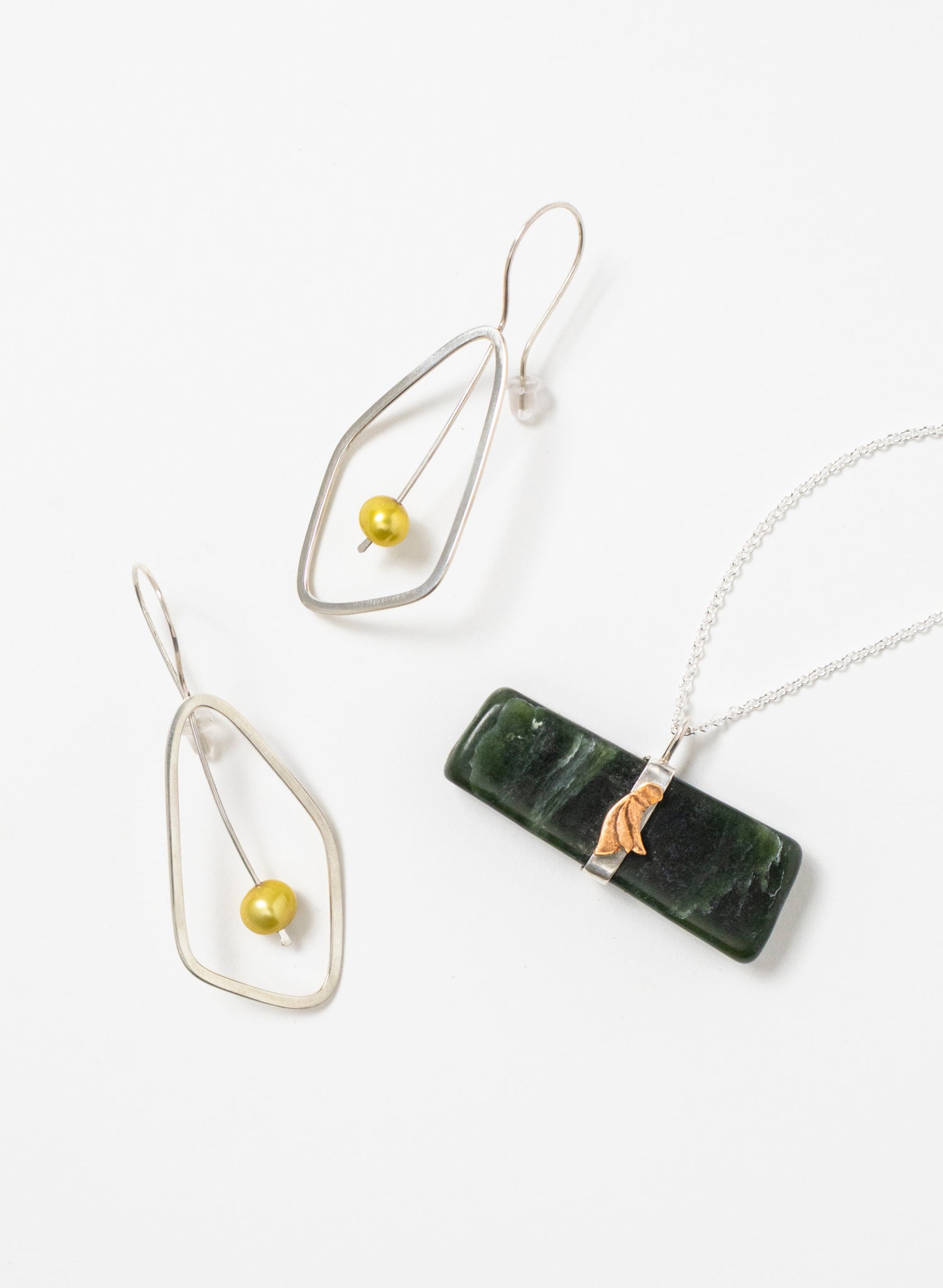 Delicate Leaf Earring with Yellow Pearl