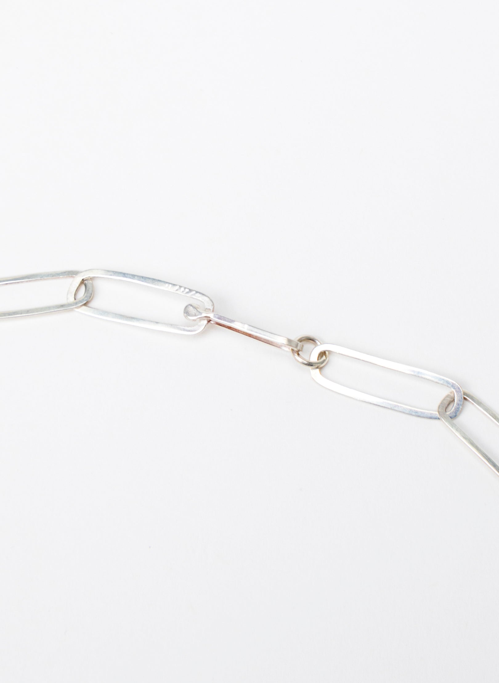 Sharp Oval Link Chain Silver Necklace