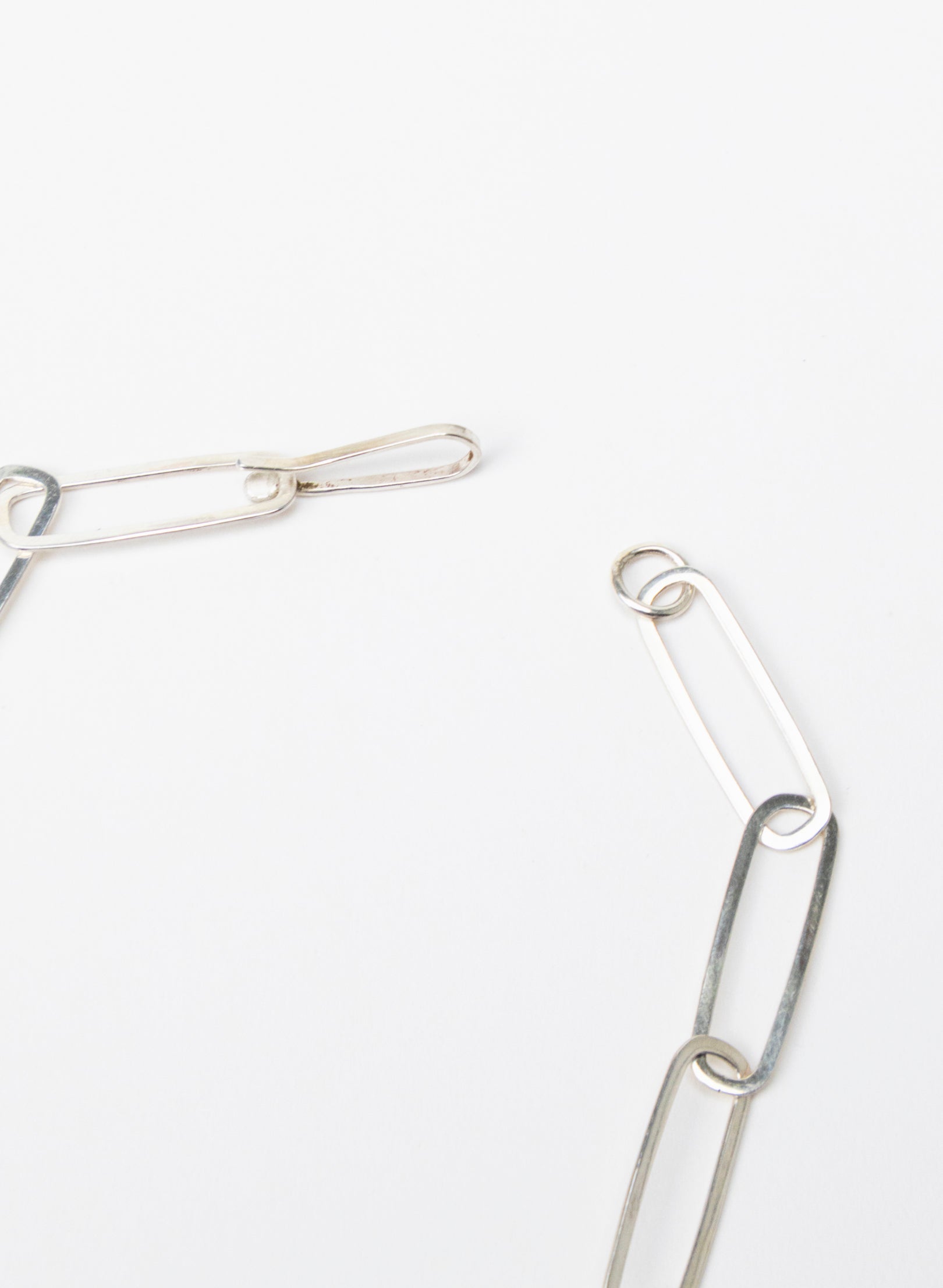 Sharp Oval Link Chain Silver Bracelet