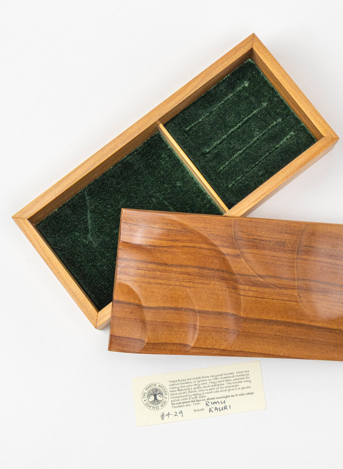 Sculptured Rimu and Kauri Timber Treasure Box