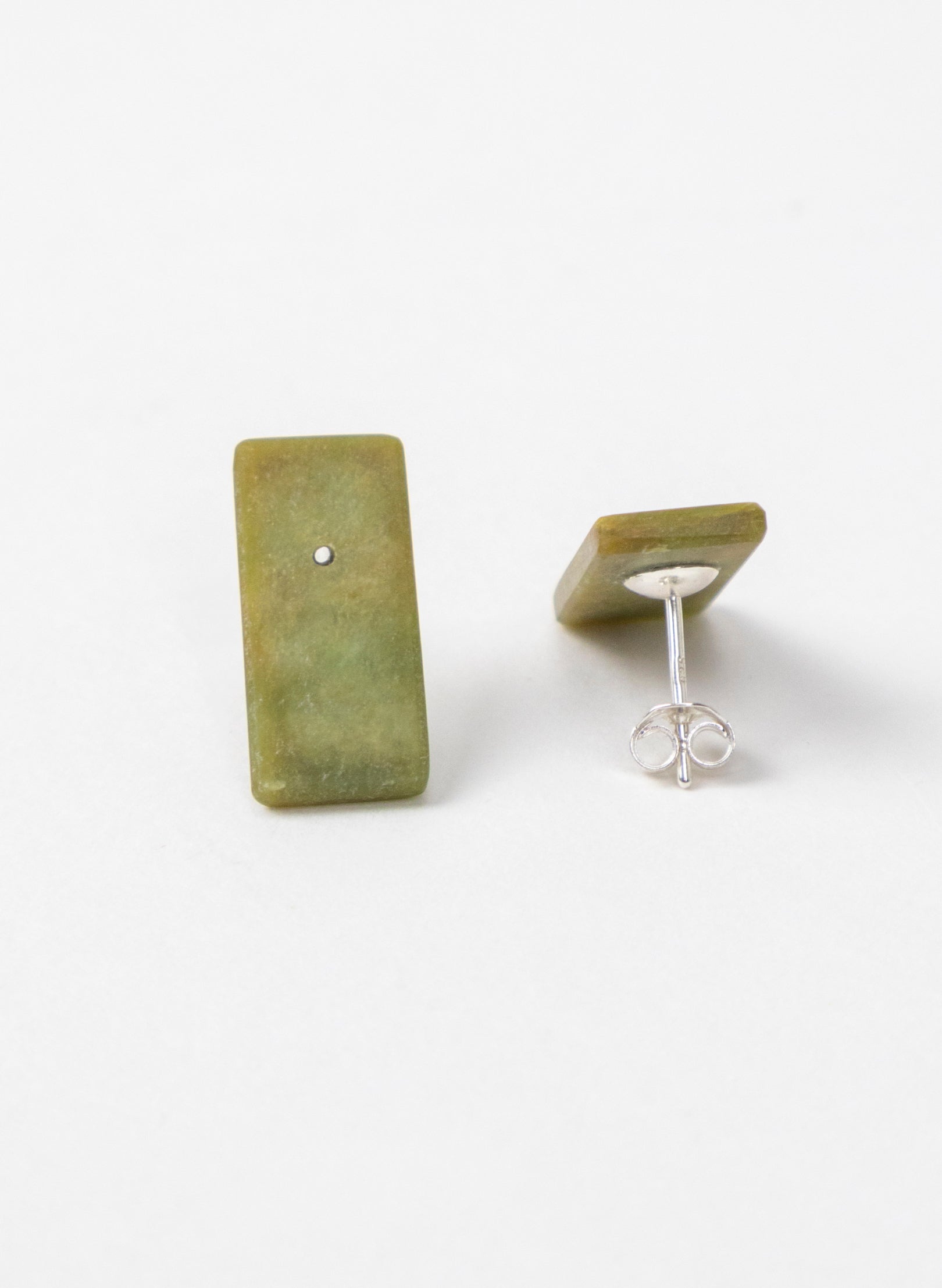 Rectangle Dot Greenstone Studs