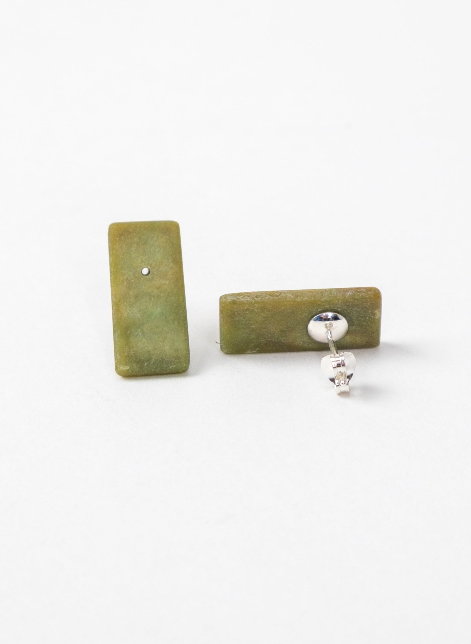 Rectangle Dot Greenstone Studs