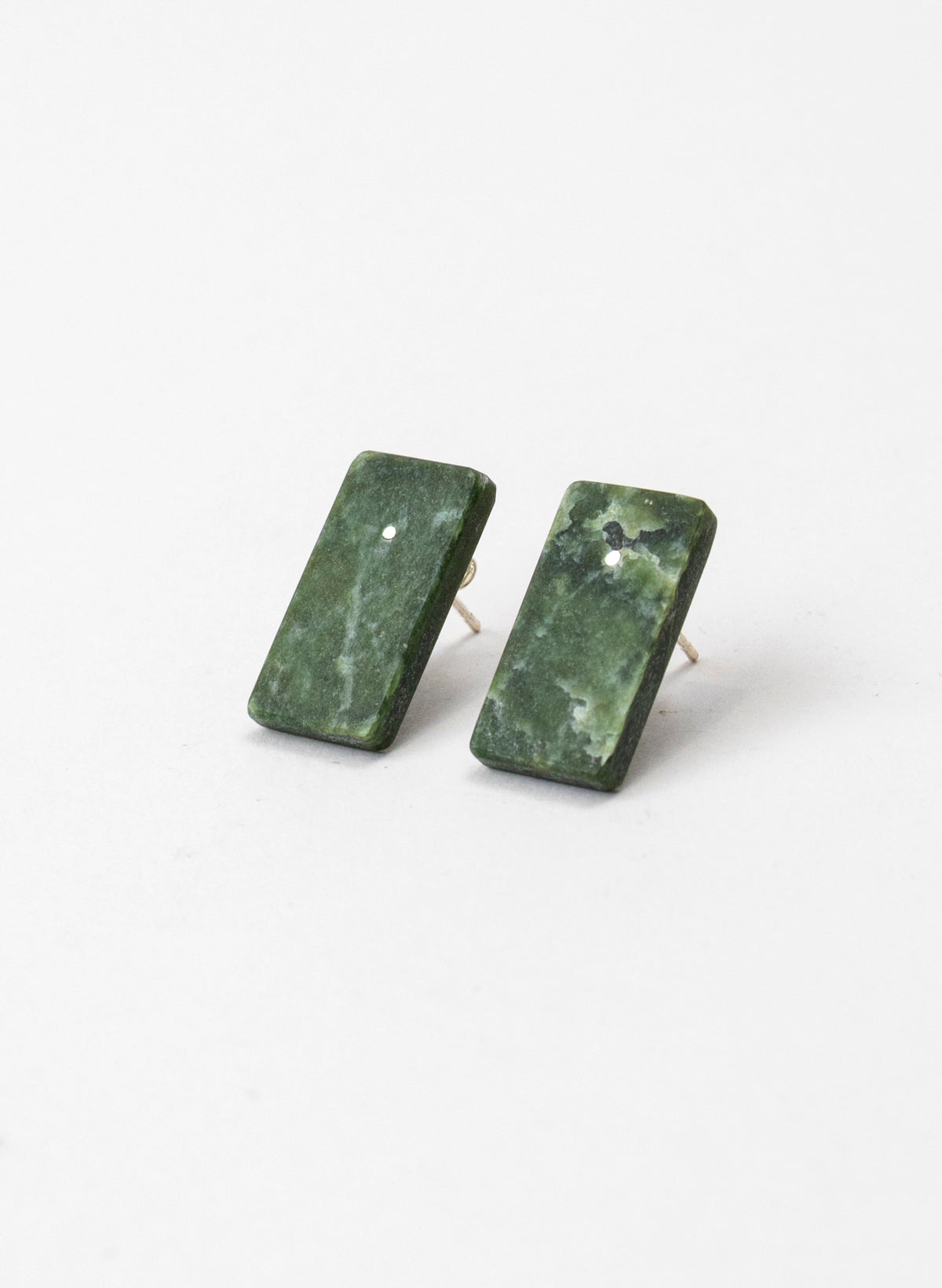 Rectangle Shaped Pounamu Stud Earrings