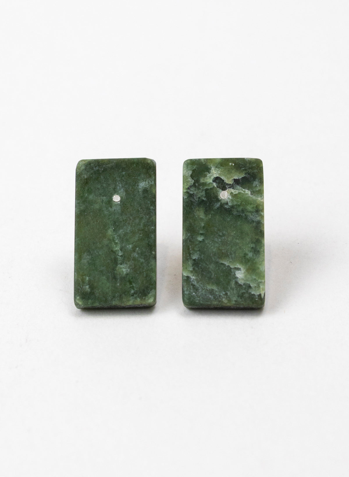 Rectangle Shaped Pounamu Stud Earrings