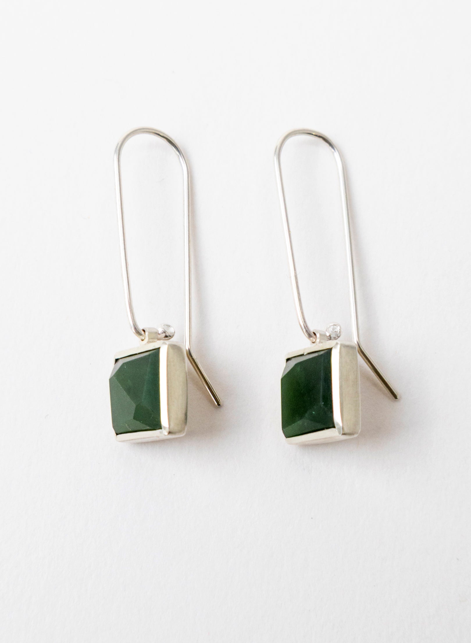 Facetted Diamond Pounamu Earrings
