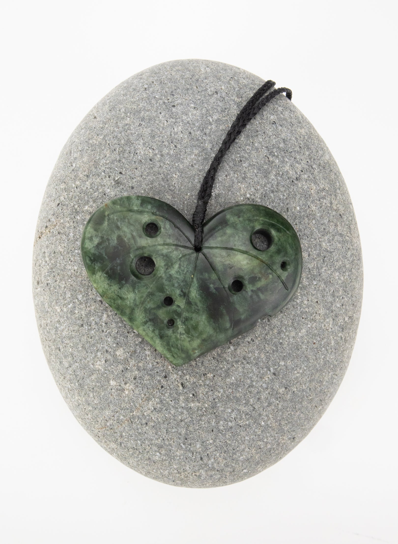 Pounamu Kawakawa Shaped Necklace - Flower Jade