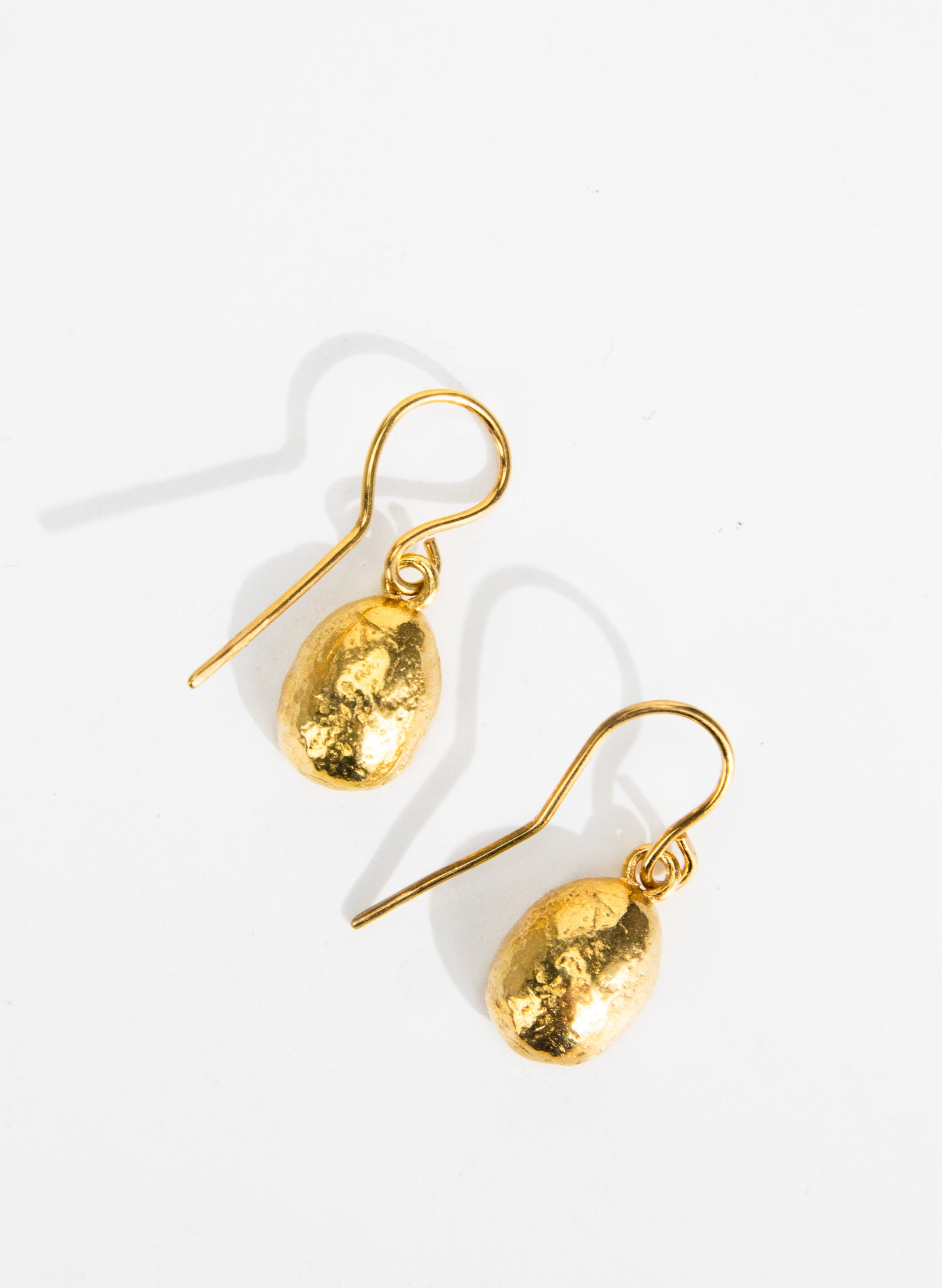 Coffee Bean Drop Earrings - Gold