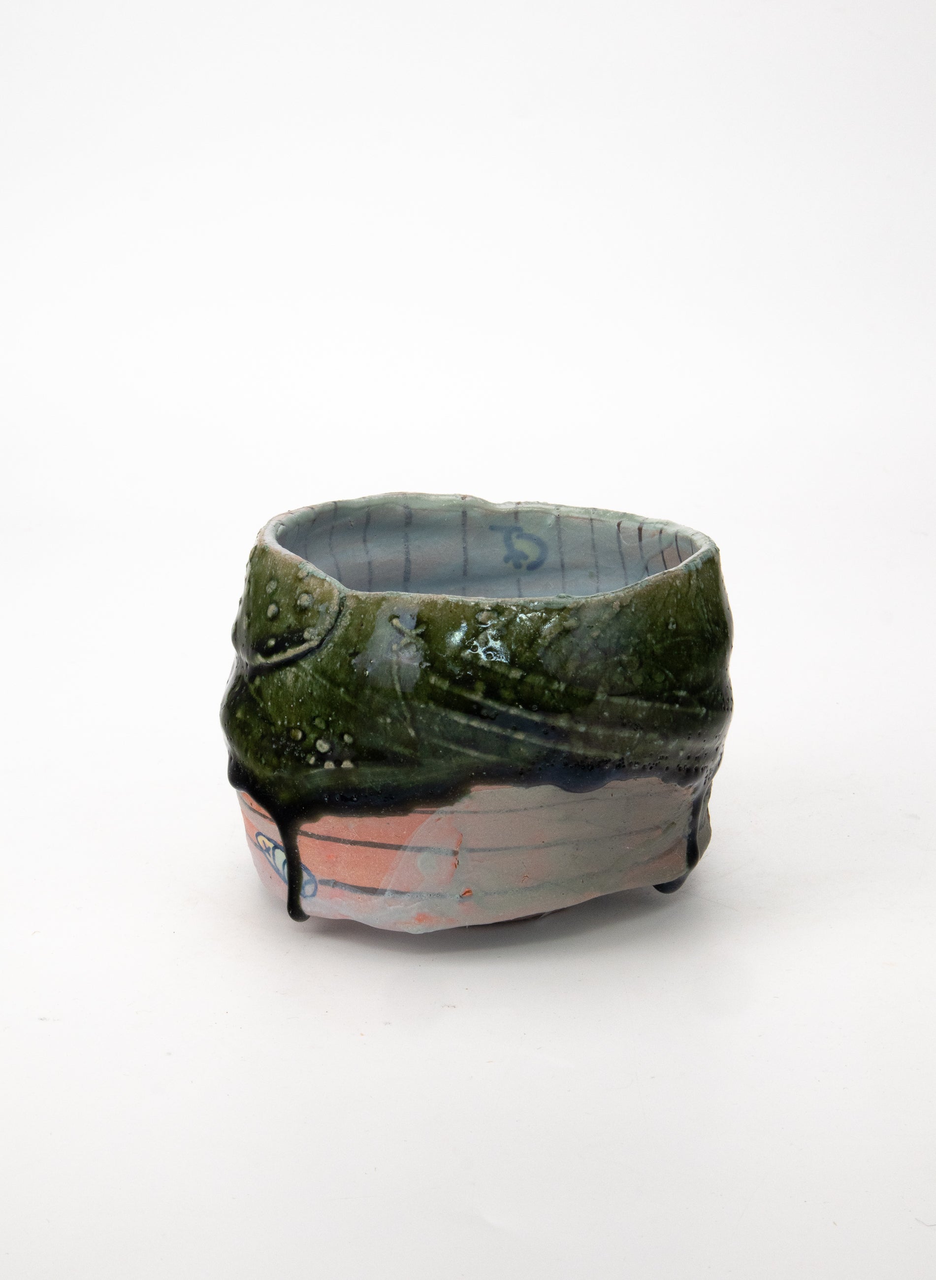 Iro-shino Oribe Tea Bowl