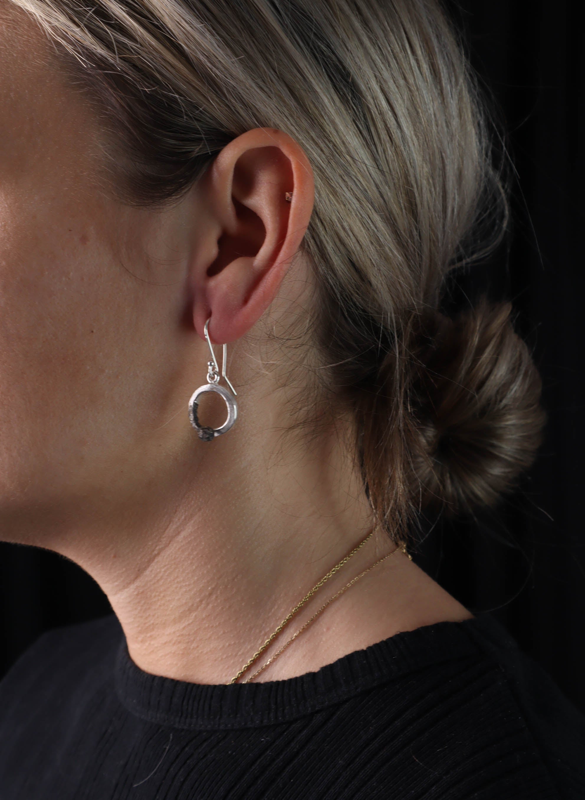 Curled Burnt & Live Match Earrings - Sterling Silver & Rose Gold