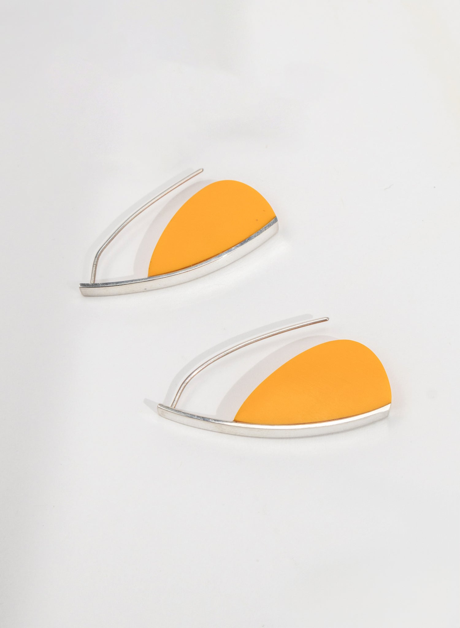 Curved Earrings - Orange Corian