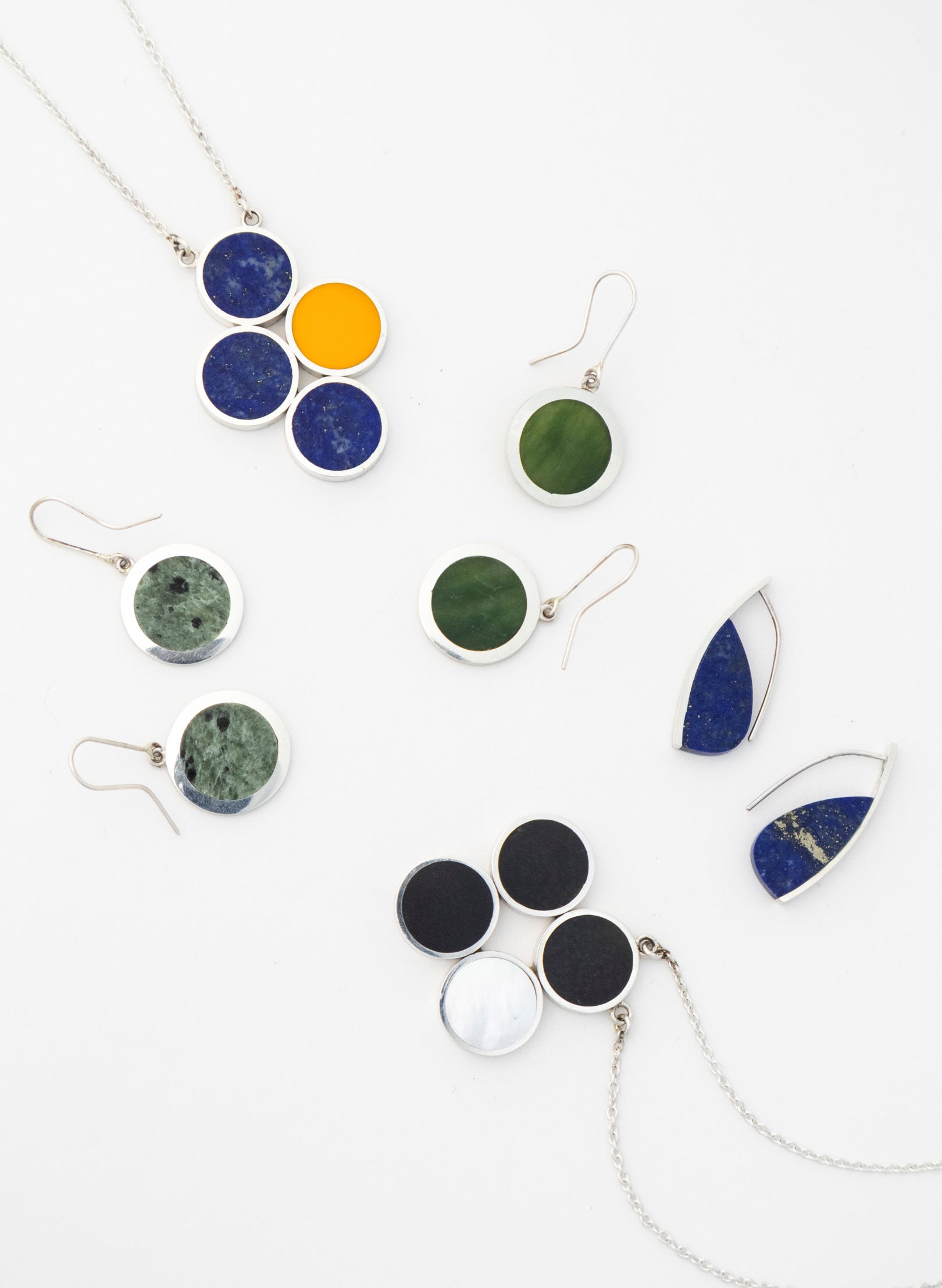 Disc Earrings - Sterling Silver & Lapis