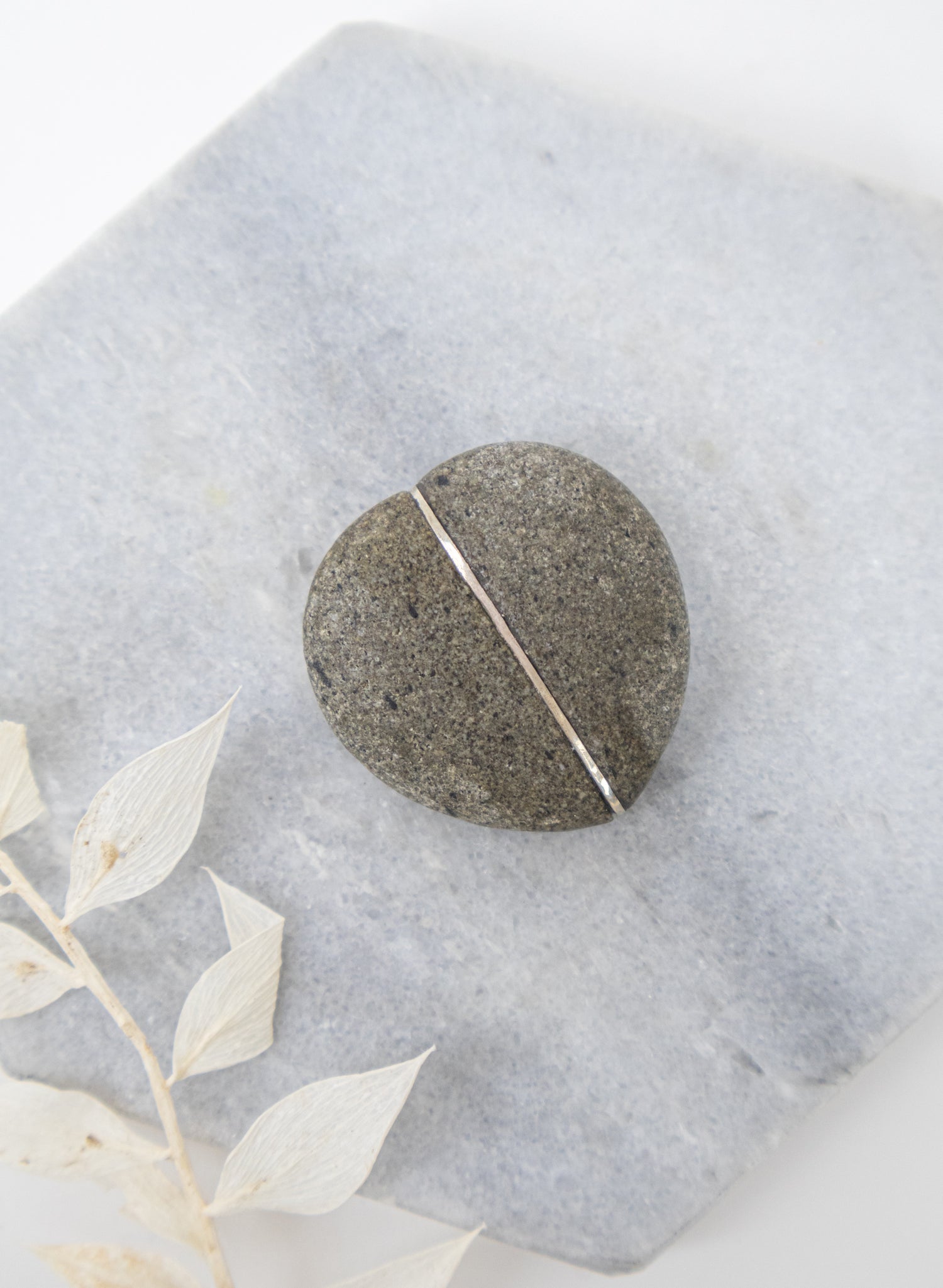 Heart Stone Brooch- Birdlings Flat Pebble & Sterling Silver