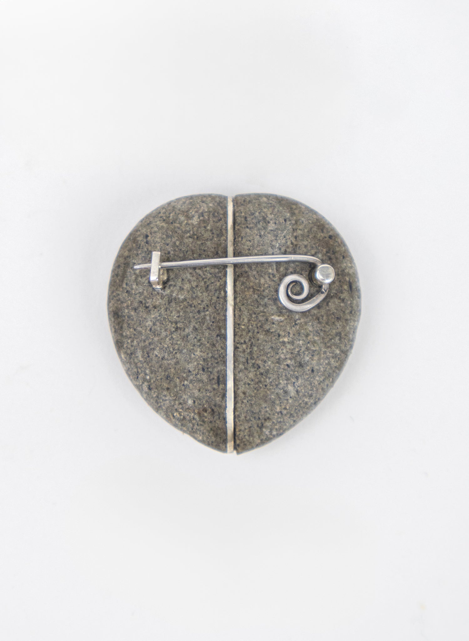 Heart Stone Brooch- Birdlings Flat Pebble & Sterling Silver