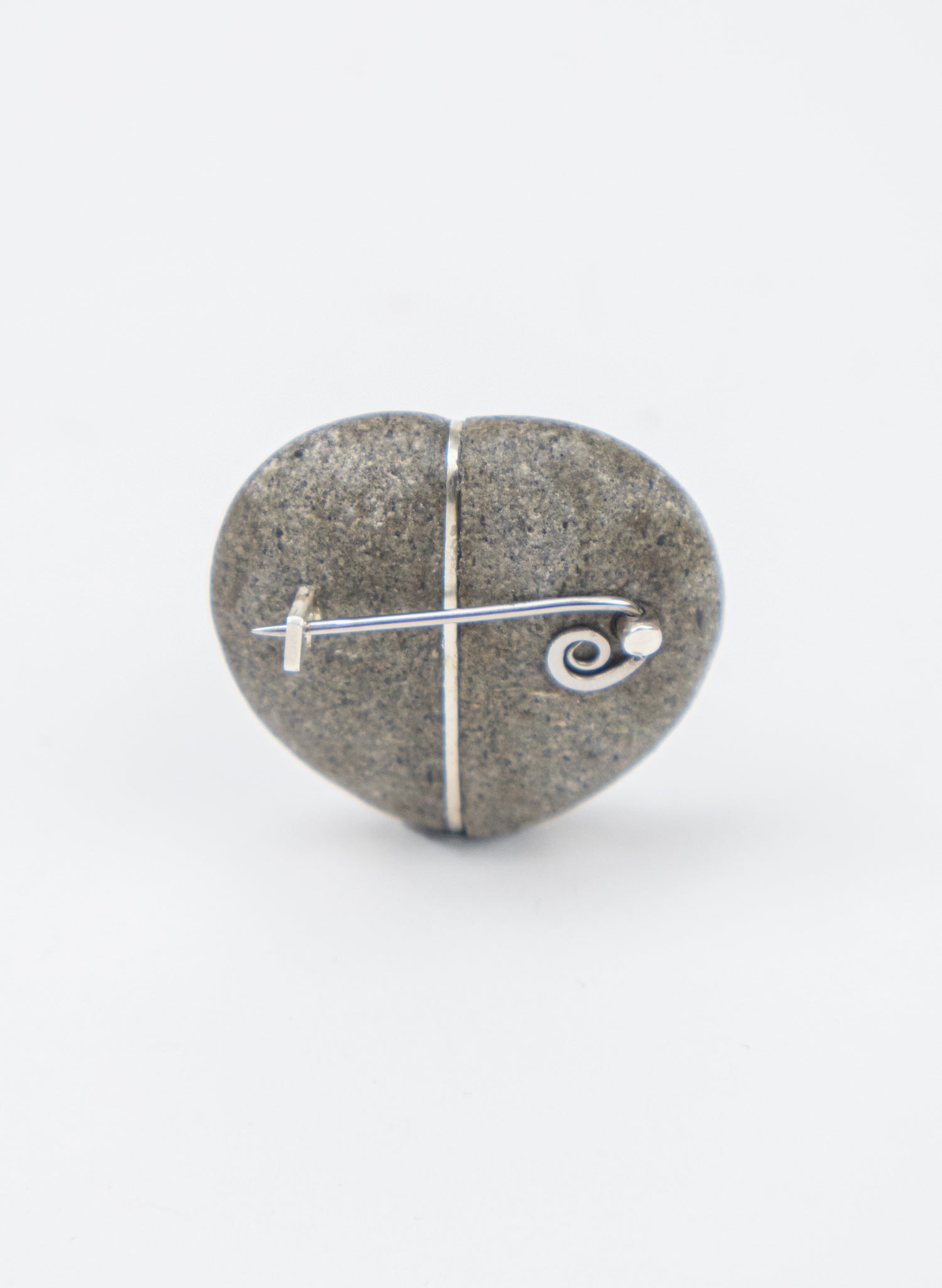 Heart Stone Brooch- Birdlings Flat Pebble & Sterling Silver