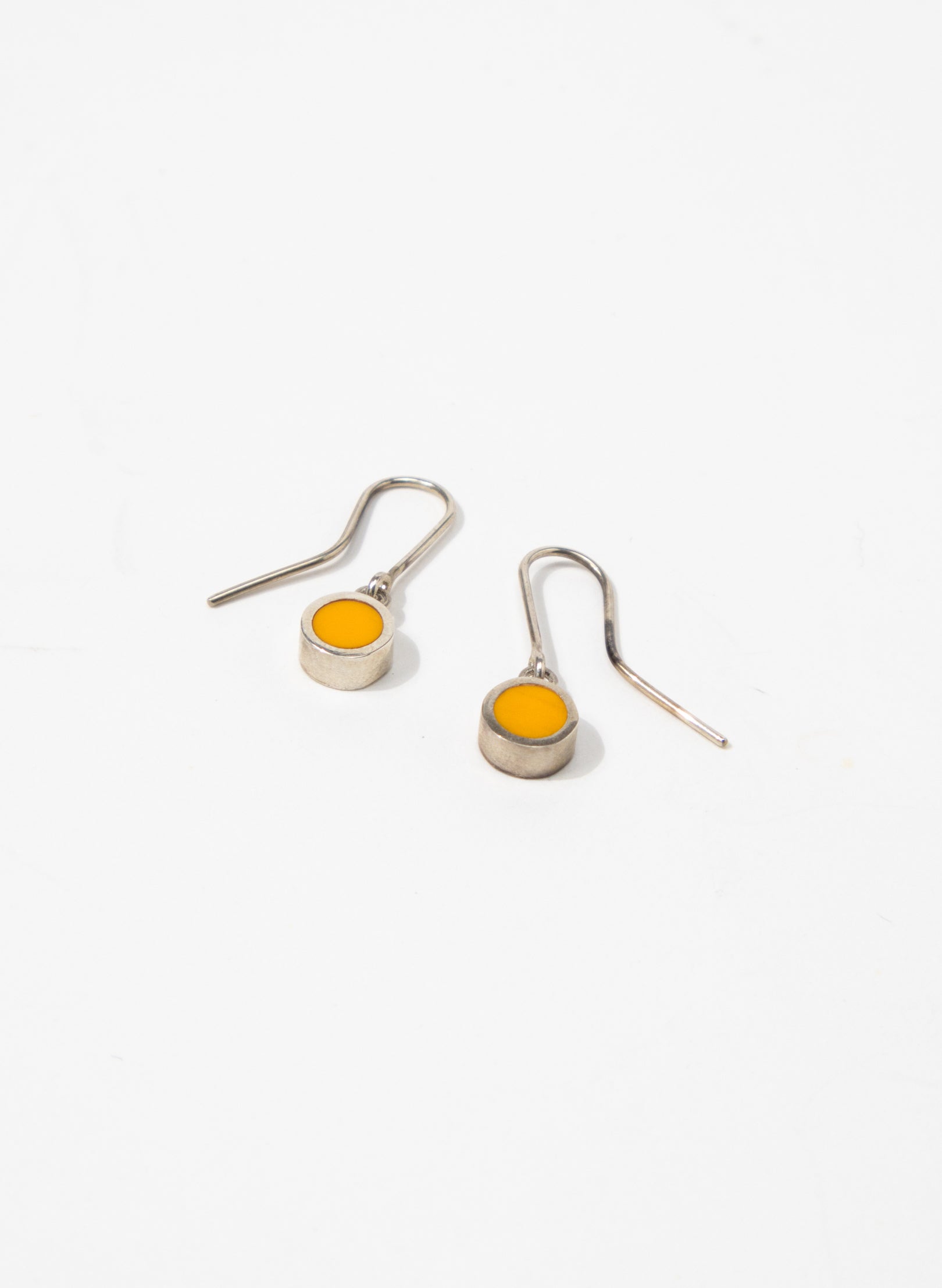 Disc Earrings - Sterling Silver, Lapis and Orange Corian