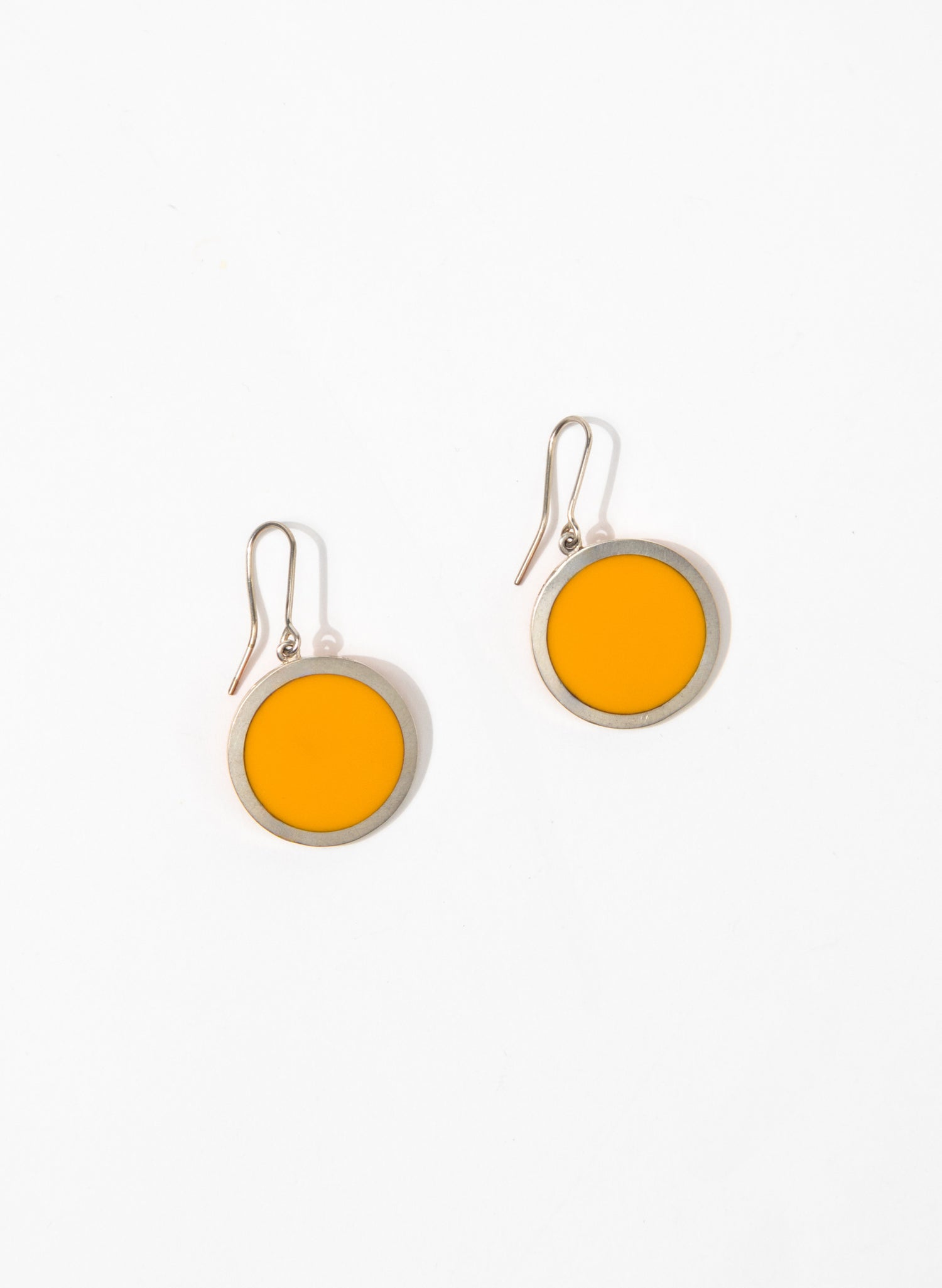 Disc Earrings - Sterling Silver and Orange Corian