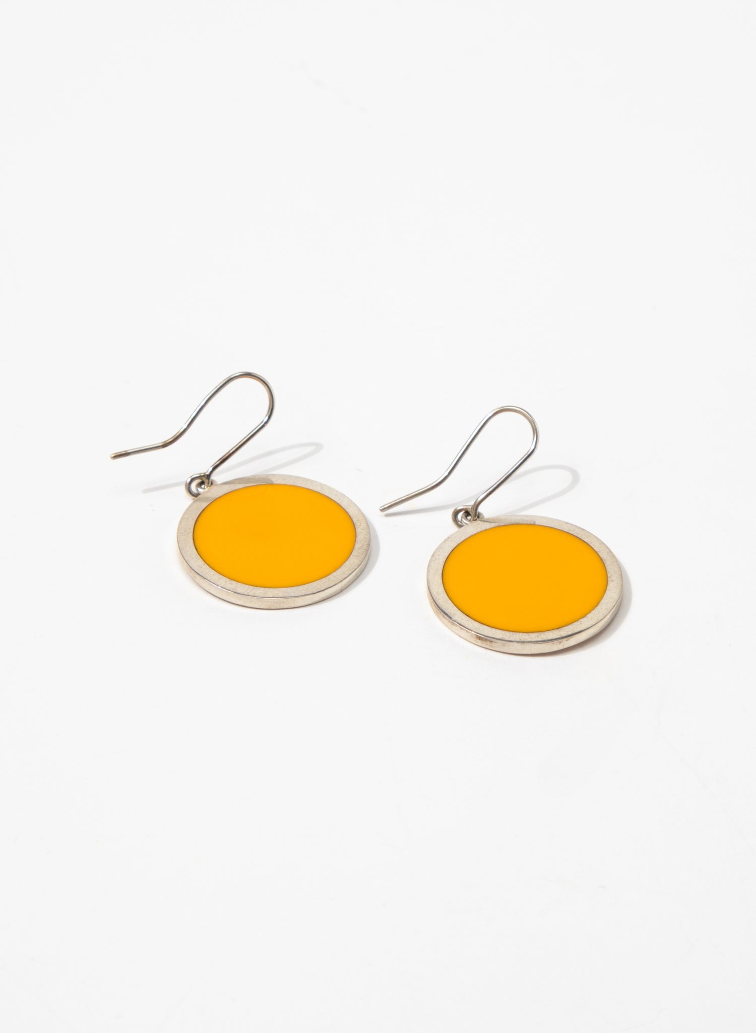 Disc Earrings - Sterling Silver and Orange Corian