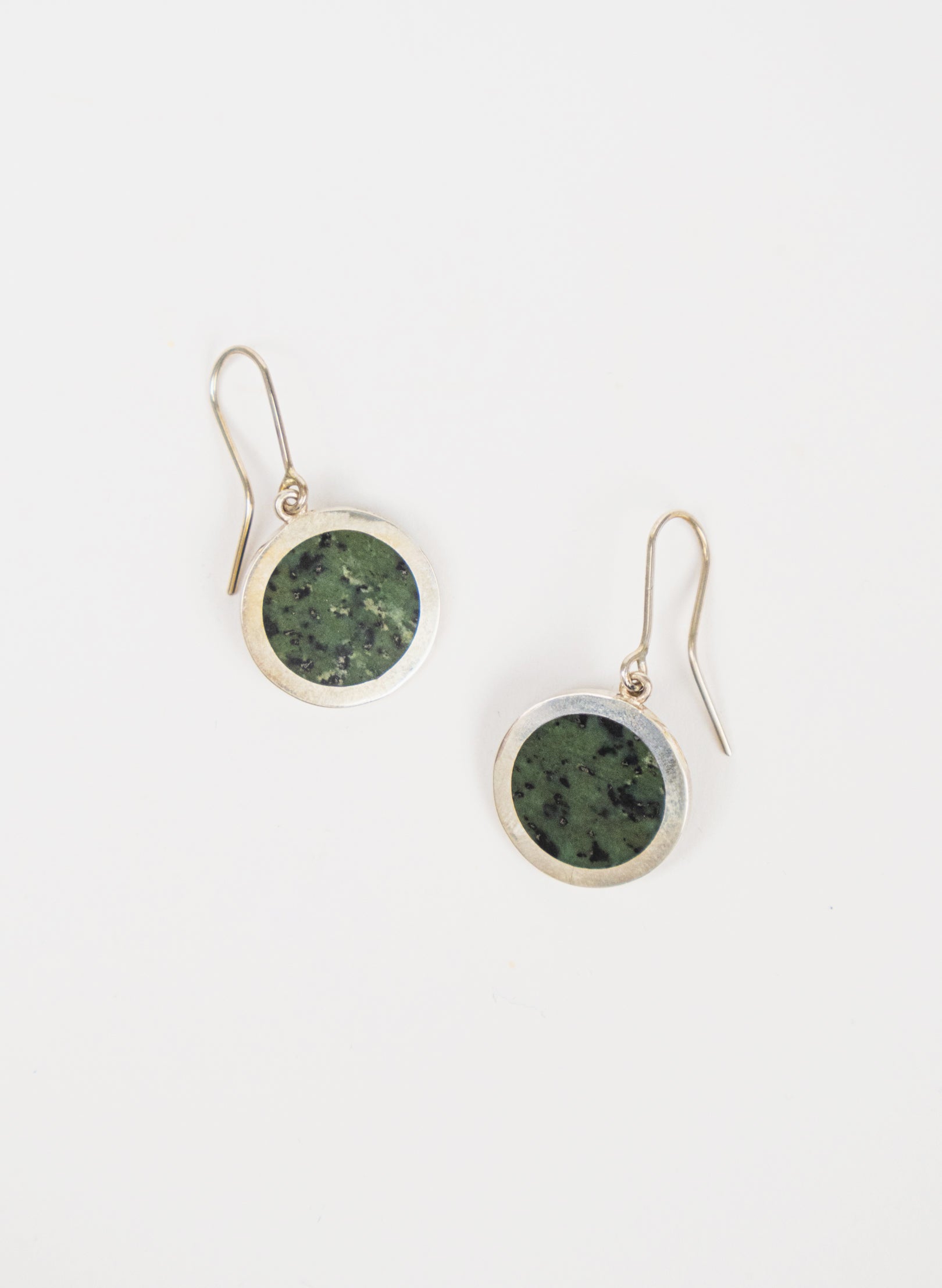 Disc Earrings - Sterling Silver & Pounamu