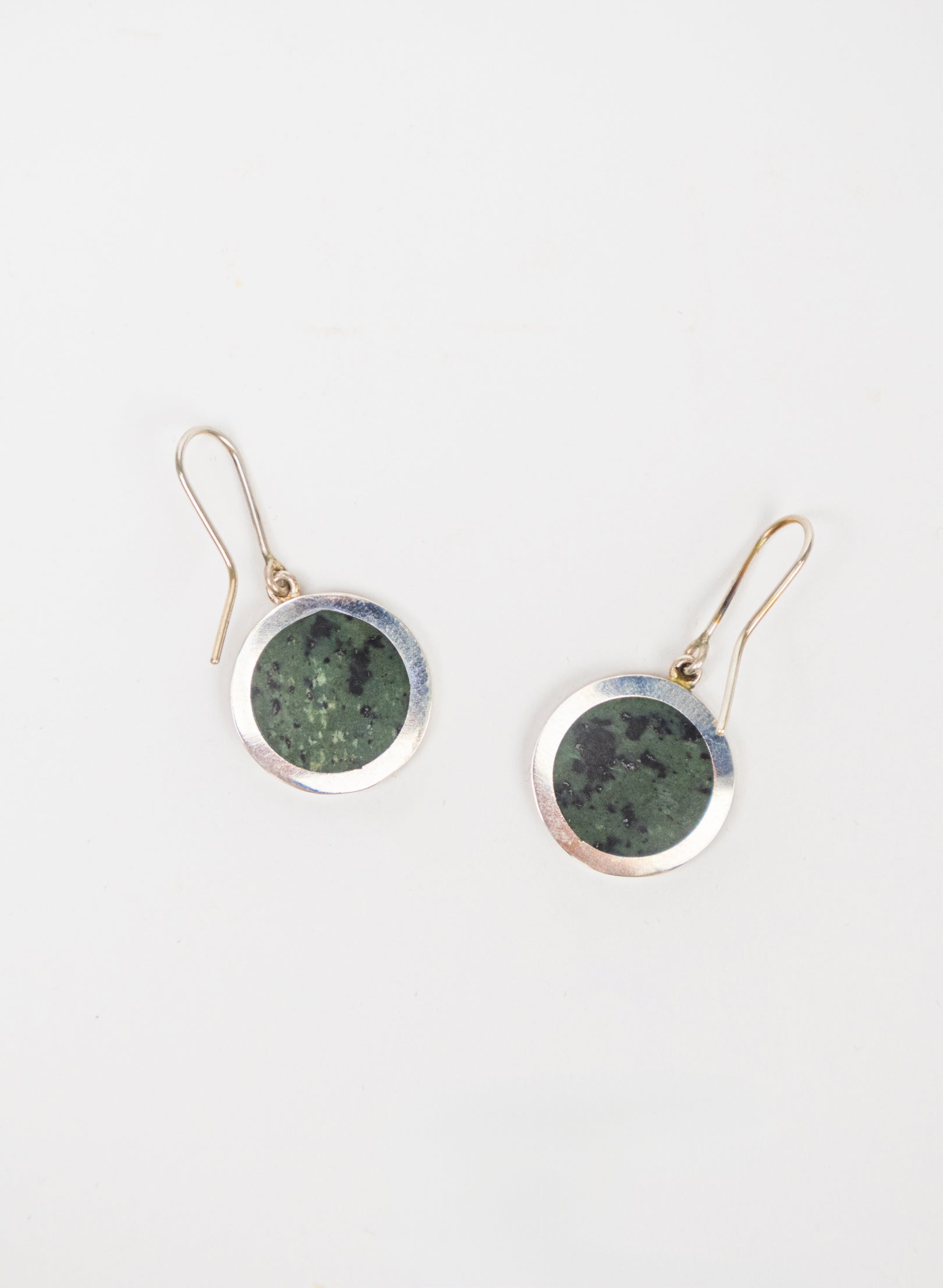 Disc Earrings - Sterling Silver & Pounamu