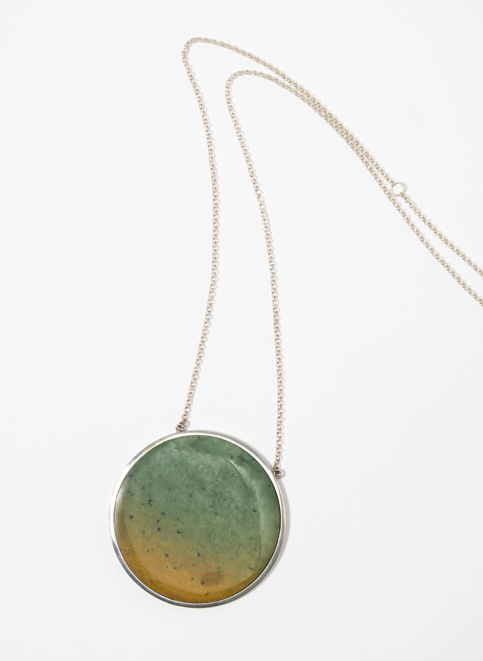 Disc Pendant - Sterling Silver & Pounamu