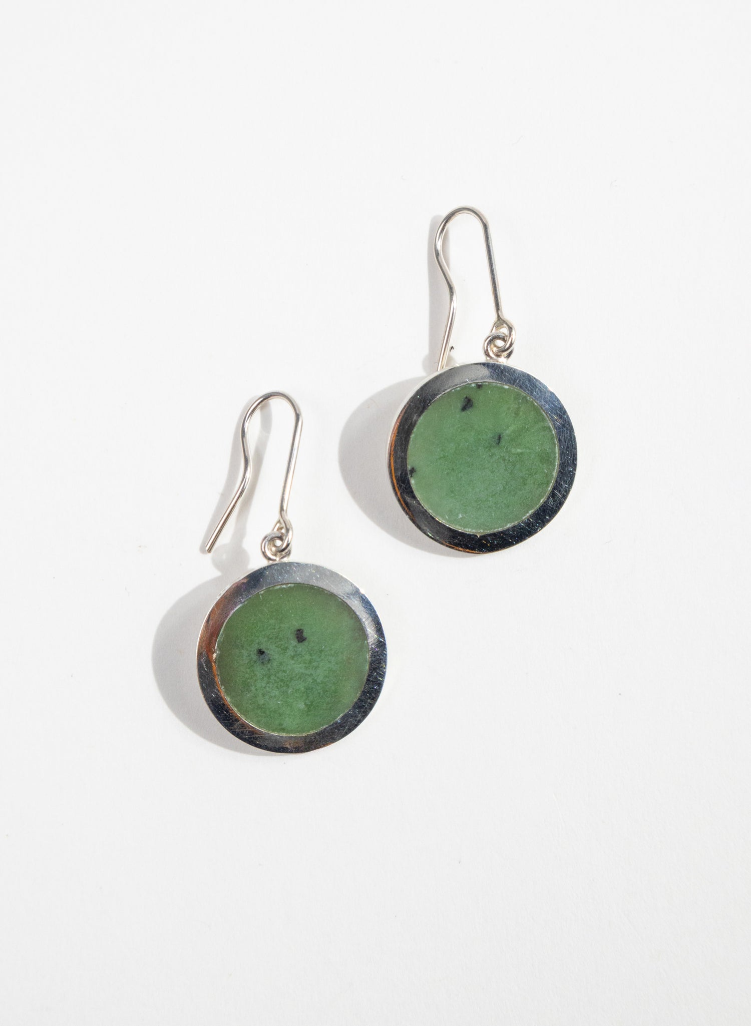 Disc Earrings - Sterling Silver & Pounamu