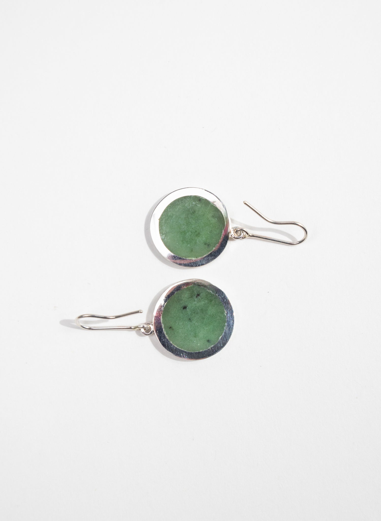 Disc Earrings - Sterling Silver & Pounamu