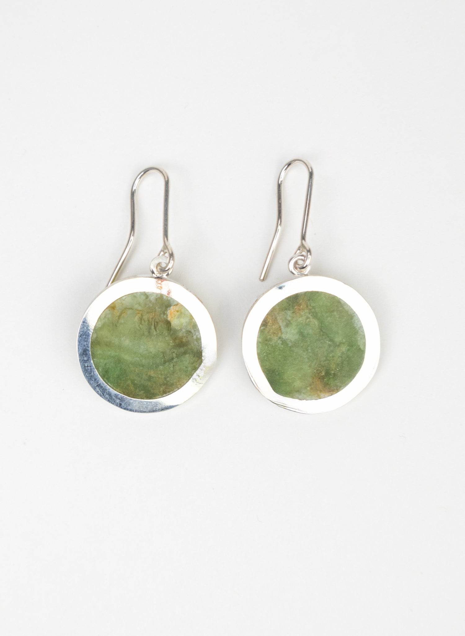 Disc Earrings - Sterling Silver & Pounamu