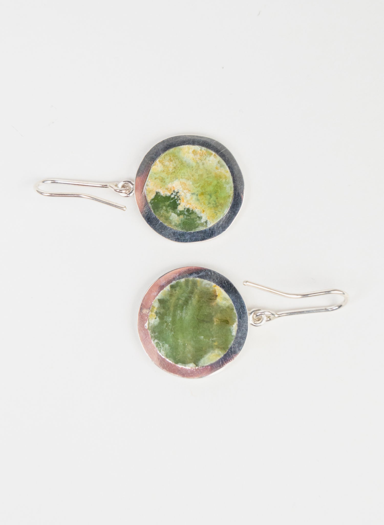 Disc Earrings - Sterling Silver & Pounamu