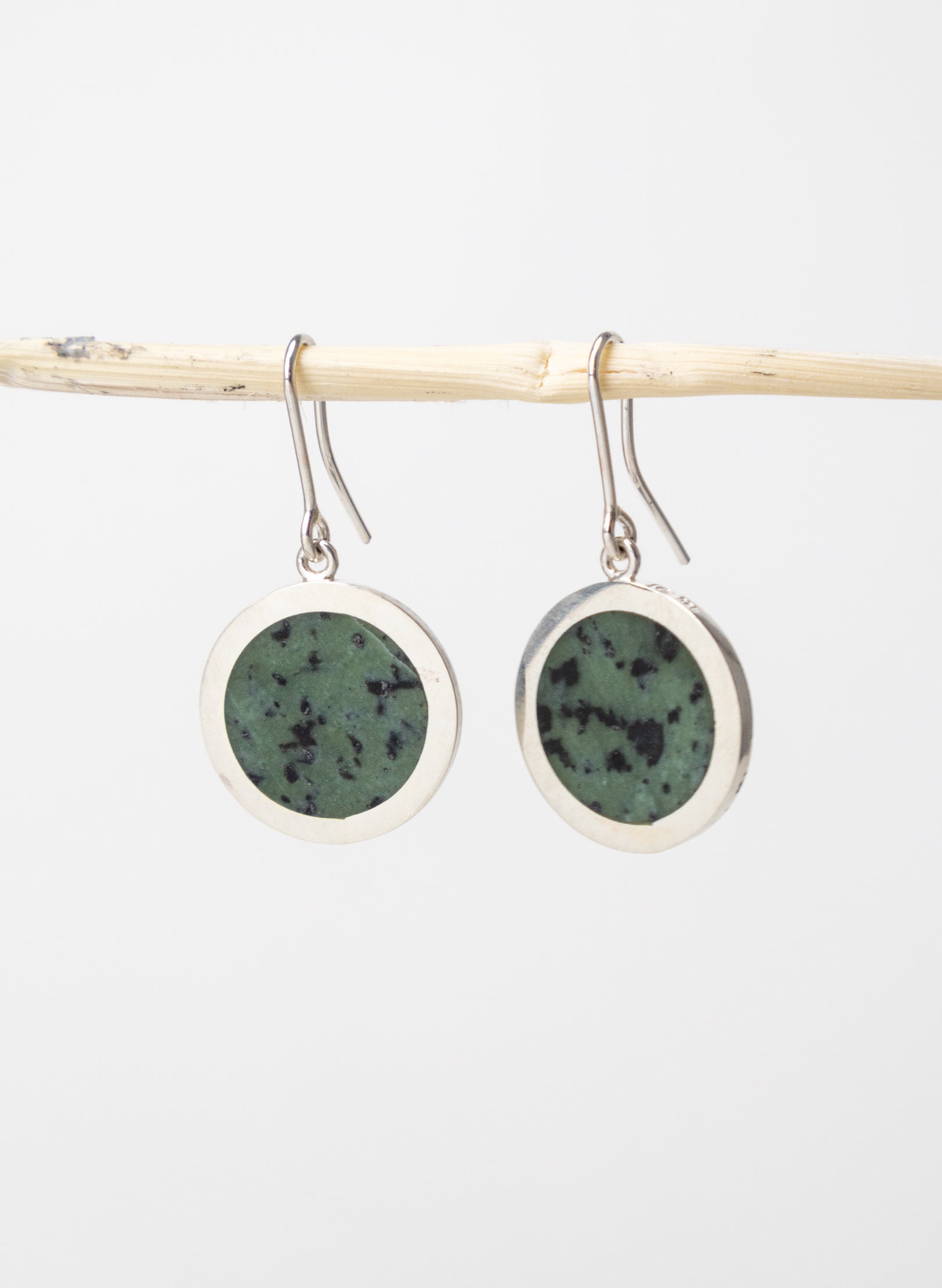 Disc Earrings - Sterling Silver & Pounamu