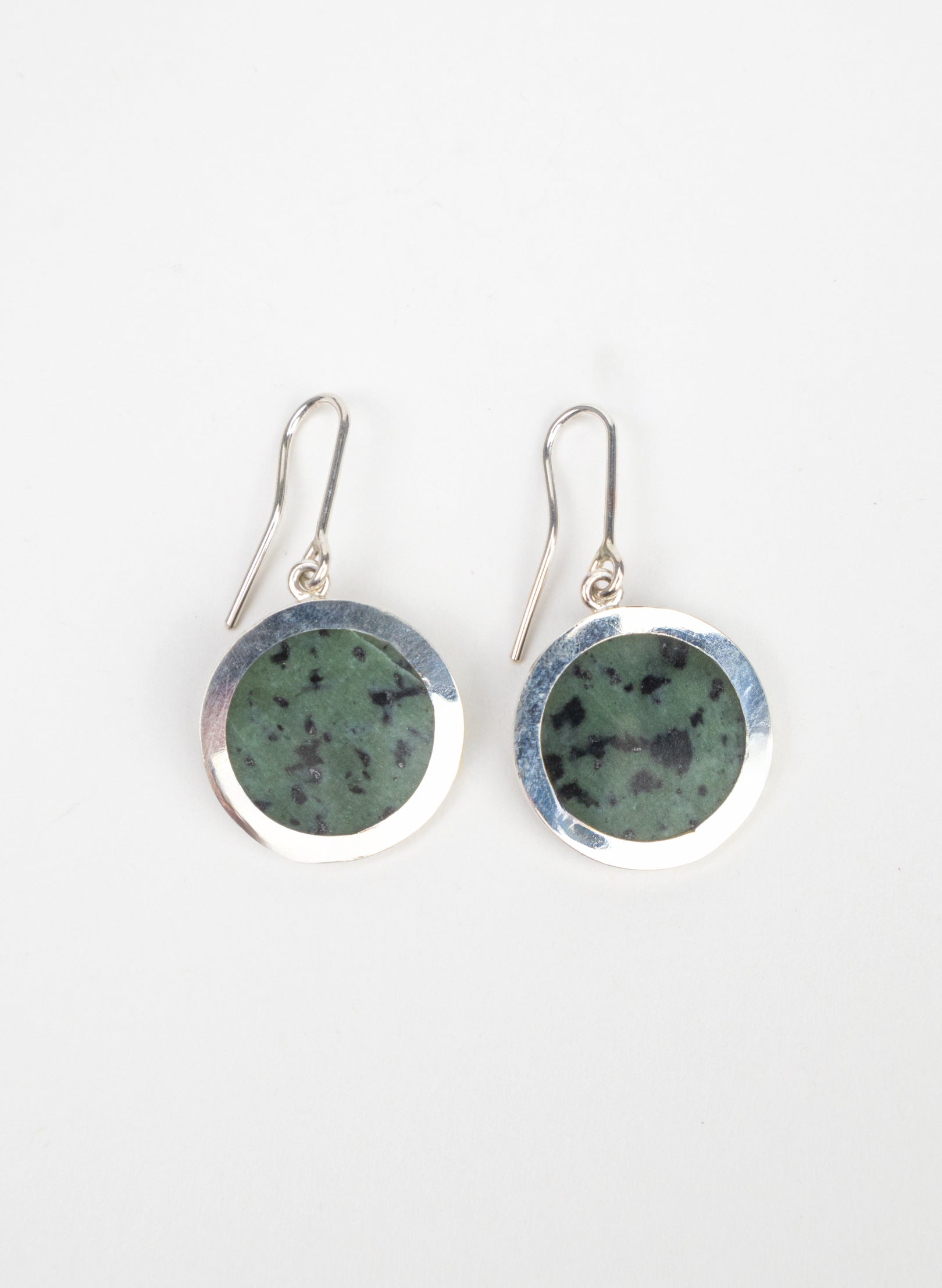 Disc Earrings - Sterling Silver & Pounamu