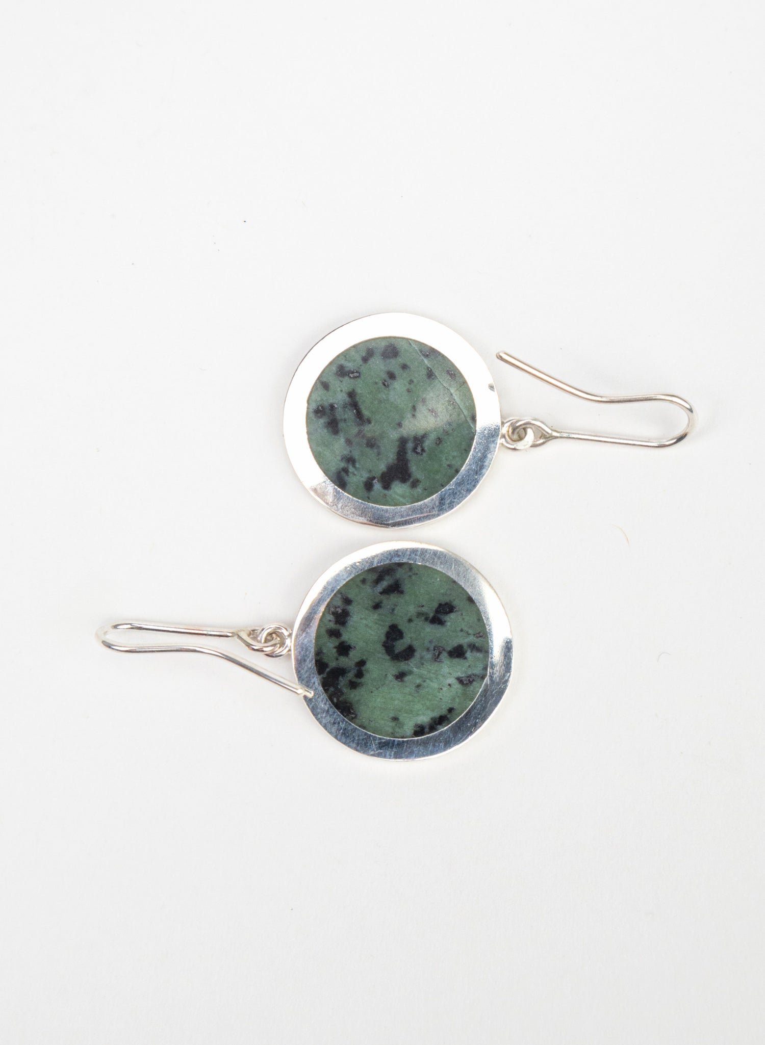 Disc Earrings - Sterling Silver & Pounamu