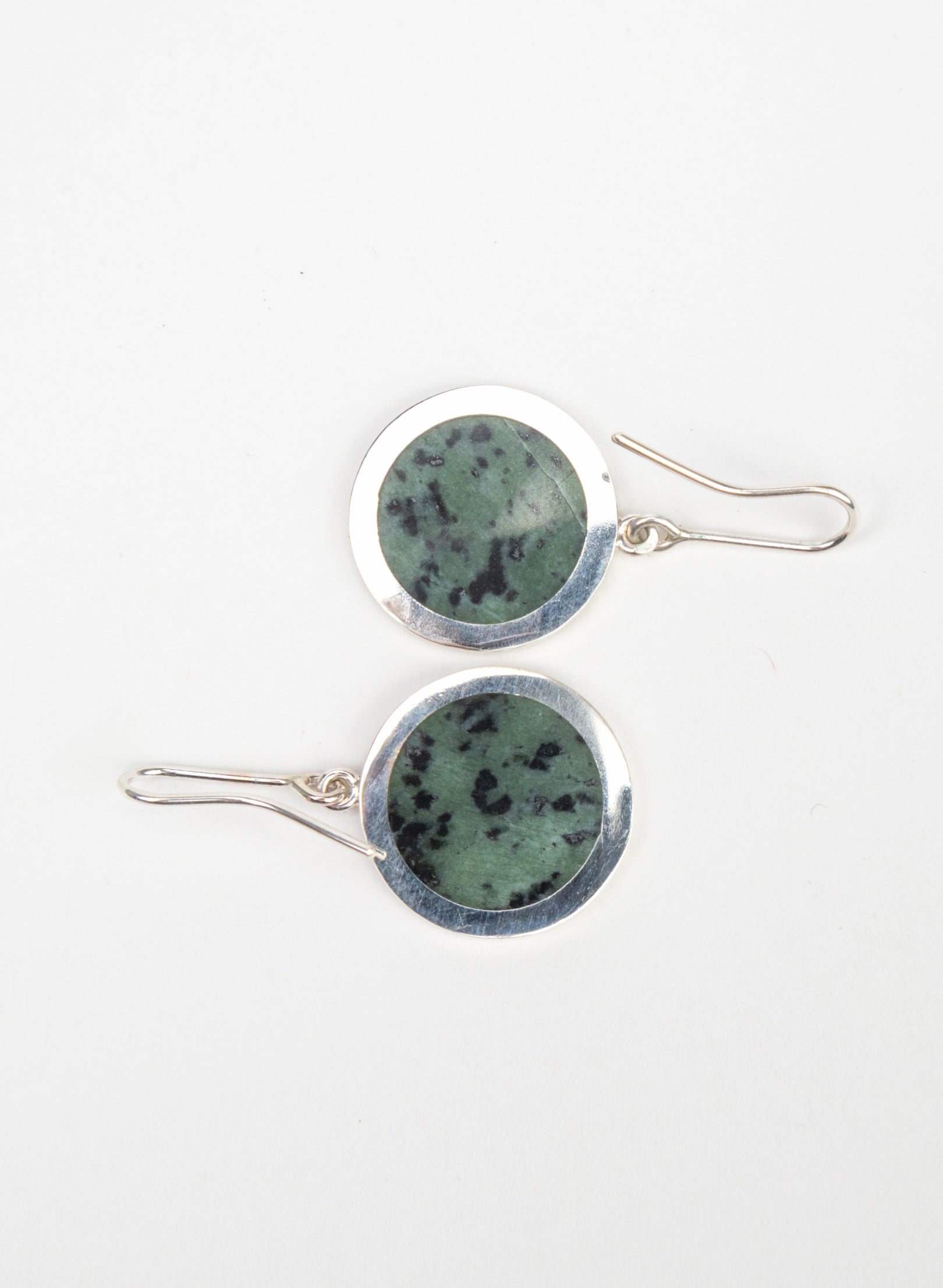 Disc Earrings - Sterling Silver & Pounamu