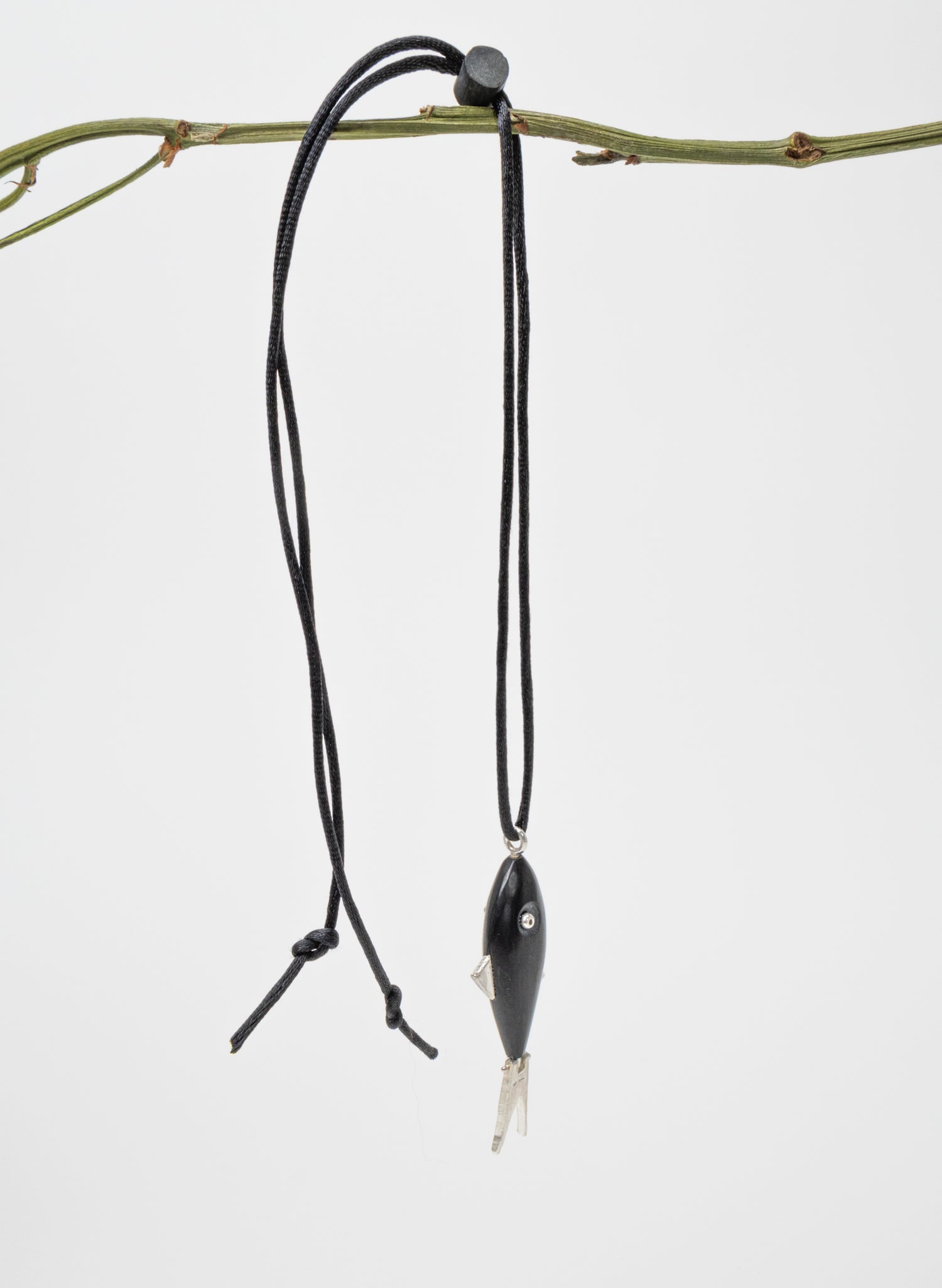 Fish Pendant Basalt with Sterling Silver