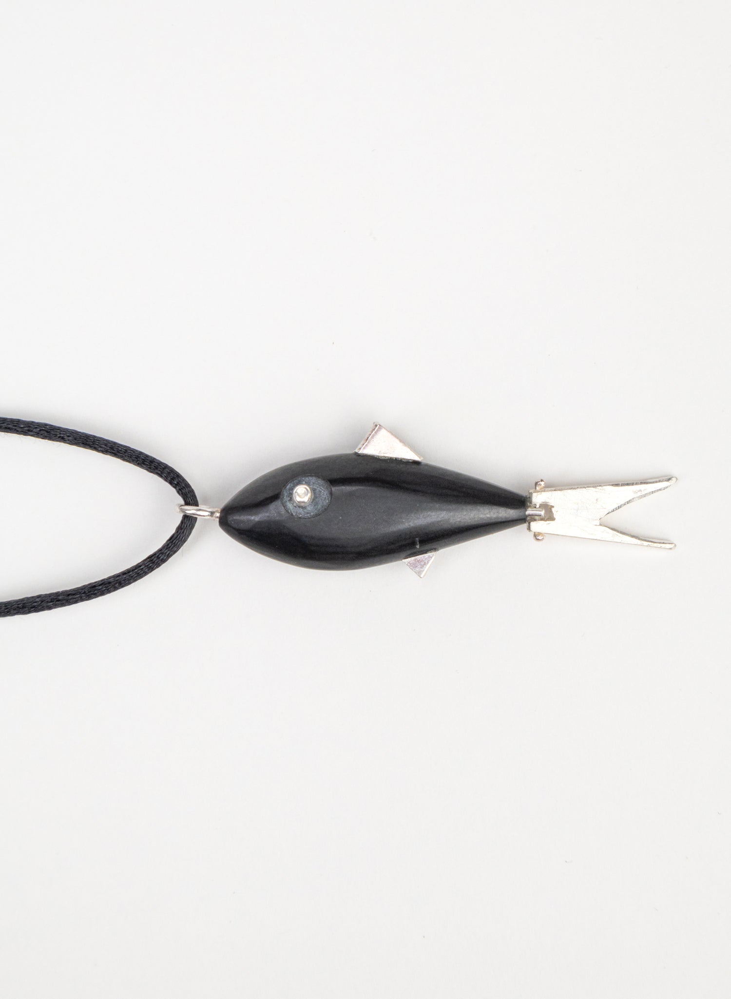 Fish Pendant Basalt with Sterling Silver