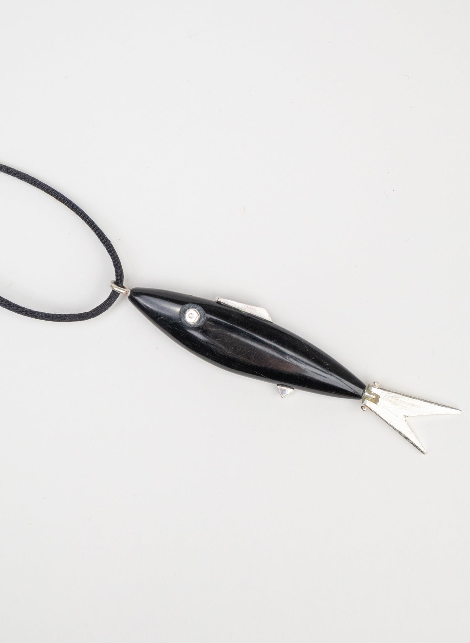 Fish Pendant Basalt with Sterling Silver
