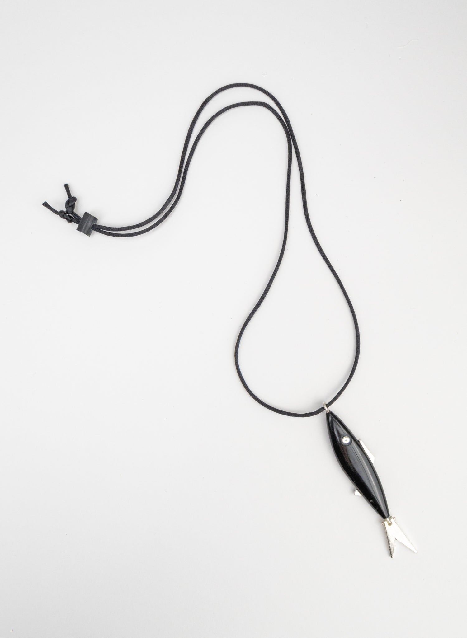 Fish Pendant Basalt with Sterling Silver