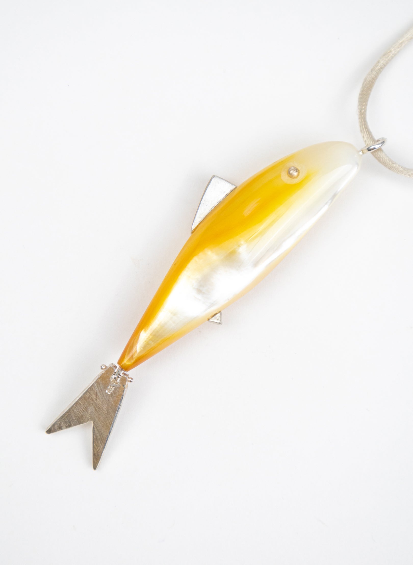 Fish Pendant Mother Of Pearl Sterling Silver