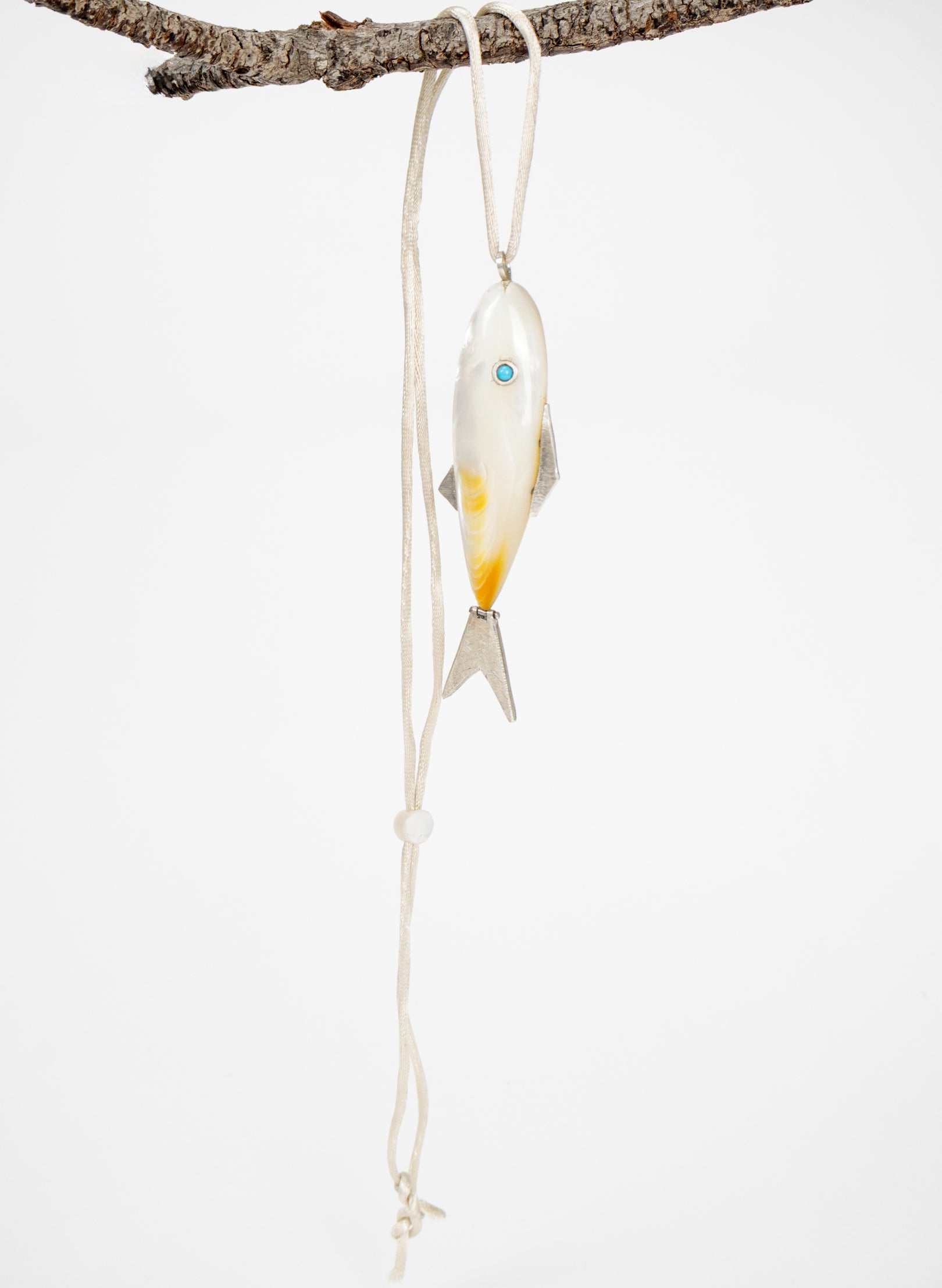 Fish Pendant Mother Of Pearl Sterling Silver