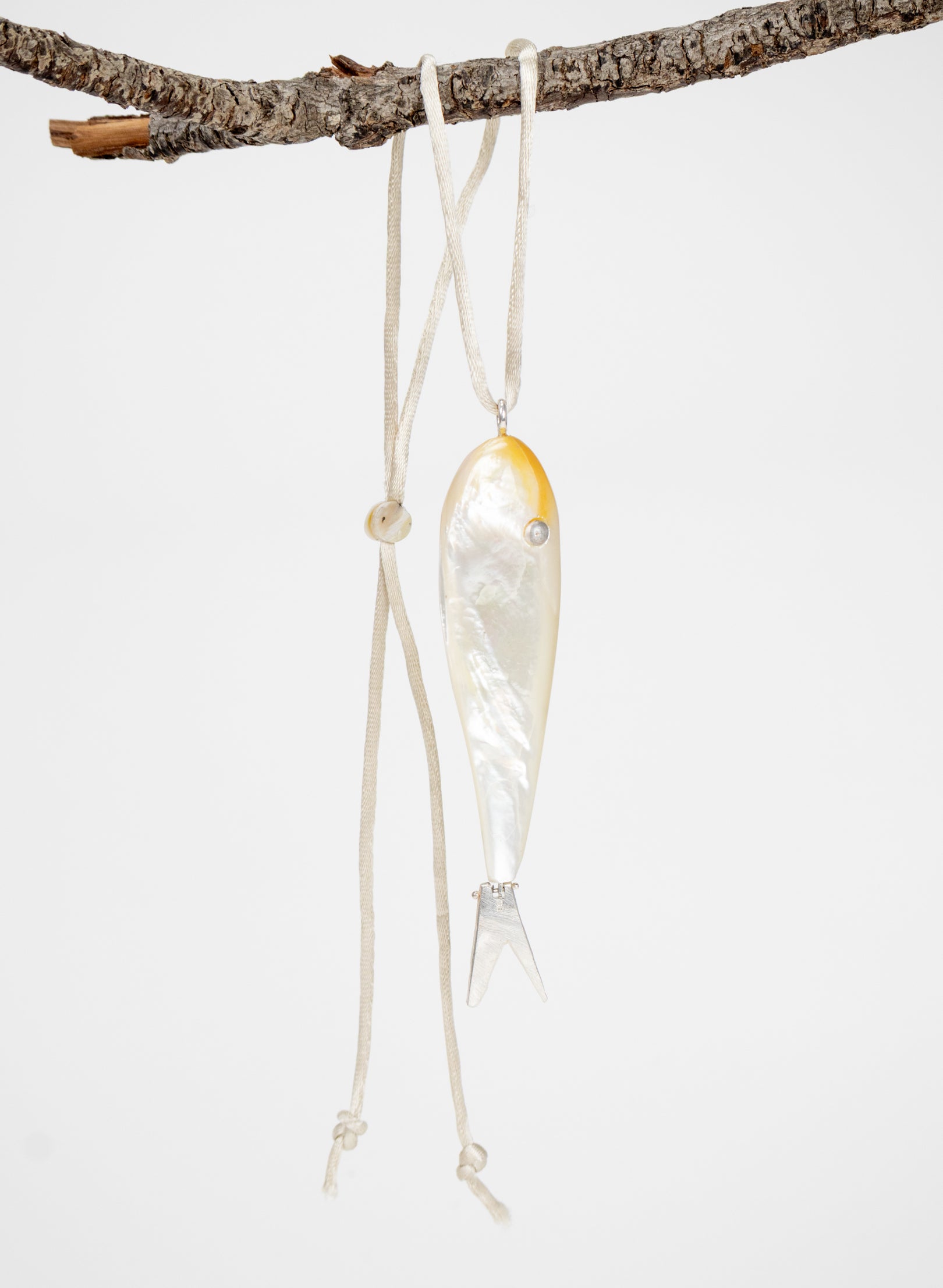 Fish Pendant Mother Of Pearl Sterling Silver